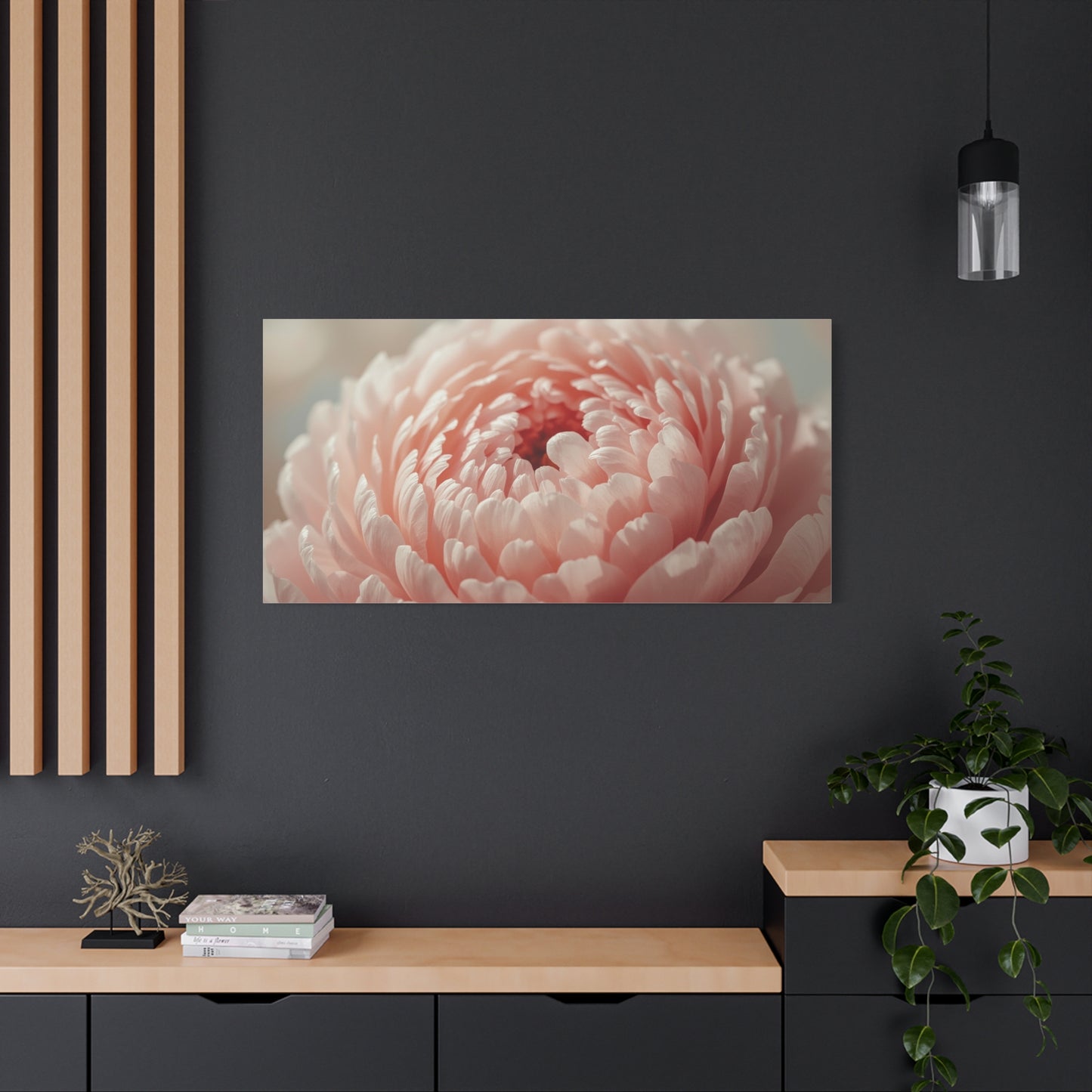 Blush Pink Peony Canvas Wall Art - Soft Floral Close Up, Botanical Home Decoration - Matte Cotton Print, Romantic Traditional Style - Bedroom Wall Decor, Living Room Accent - Bedroom Home Decoration