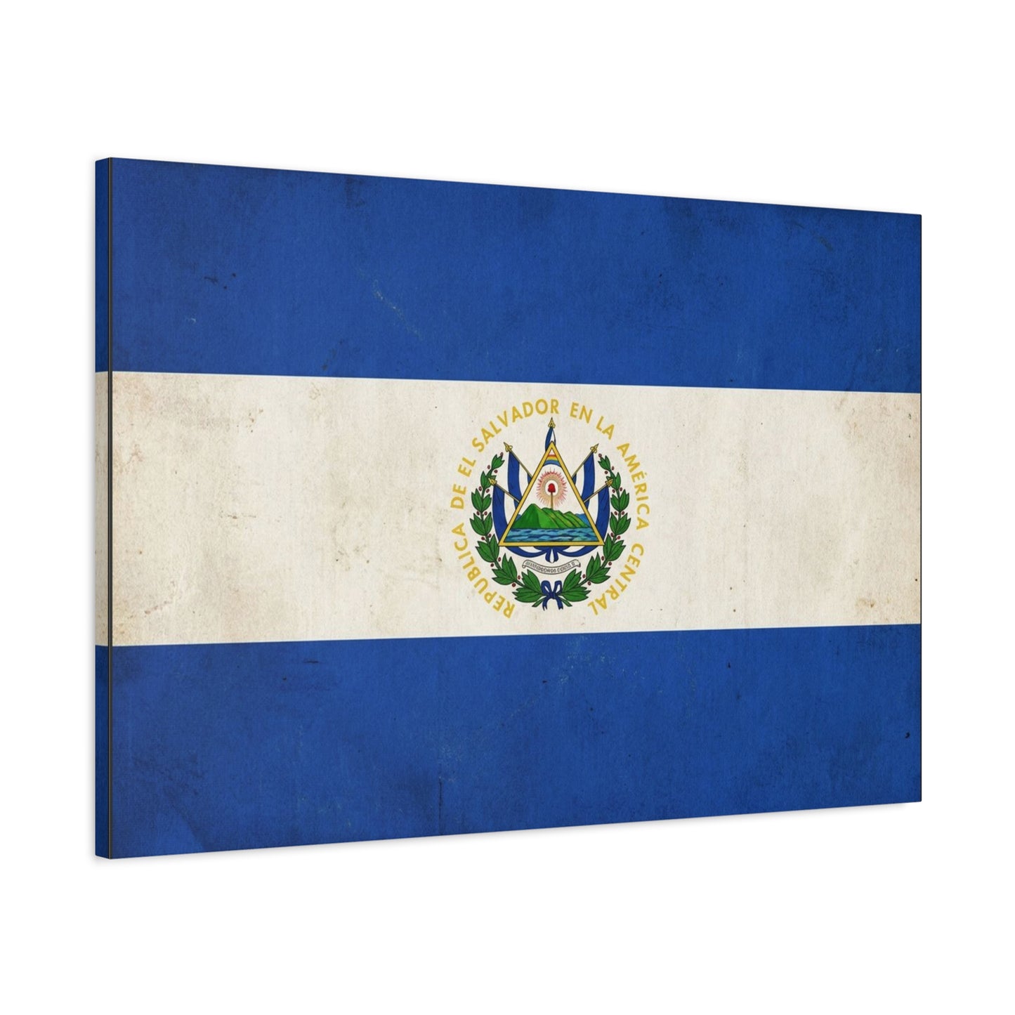 El Salvador Flag Canvas Wall Art - Republica De El Salvador En La America Central - Vintage Blue White National Banner Print - Heritage Decor For Living Room, Office, Dorm - Living Room Wall Decor