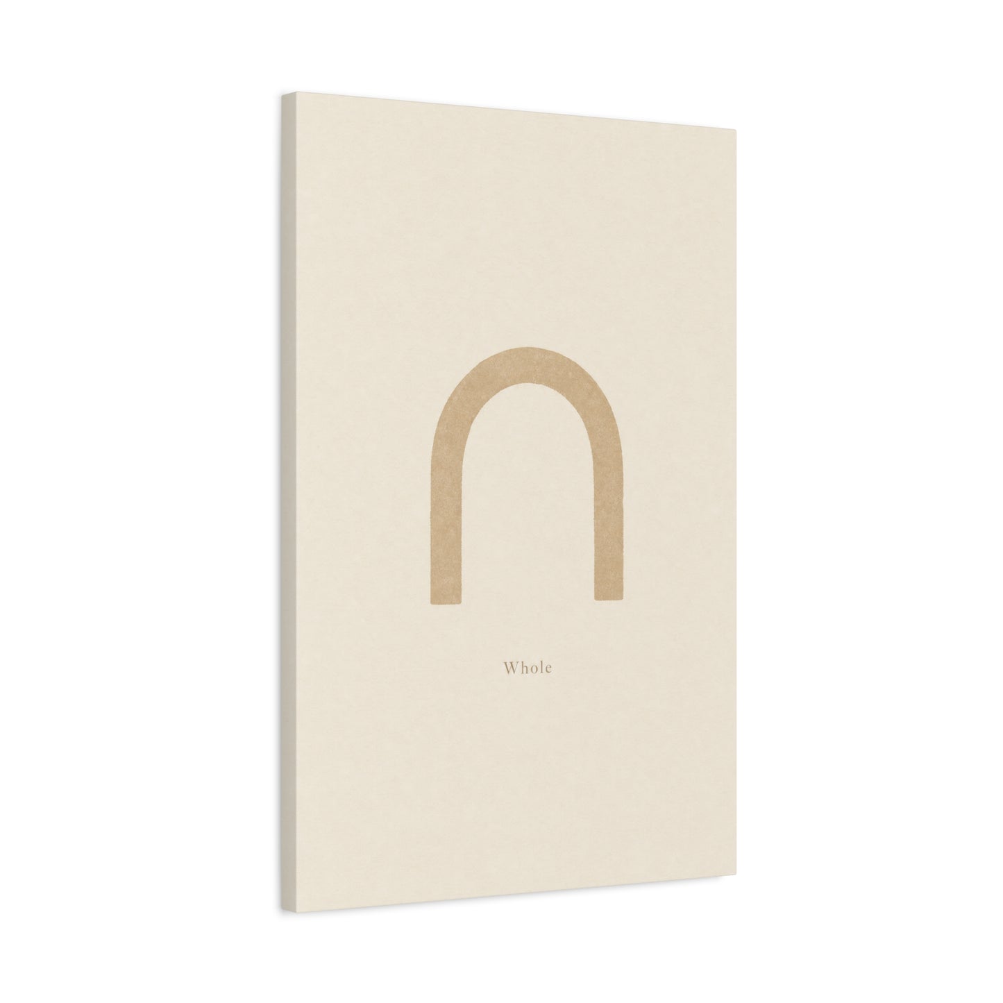 "Whole" Minimalist Arch Canvas Wall Art - Neutral Typography Print, Beige Abstract Line Design - Contemporary Calm Decor - Bedroom Living Room Home Decoration, Meditation Space Accent - Ready to Hang