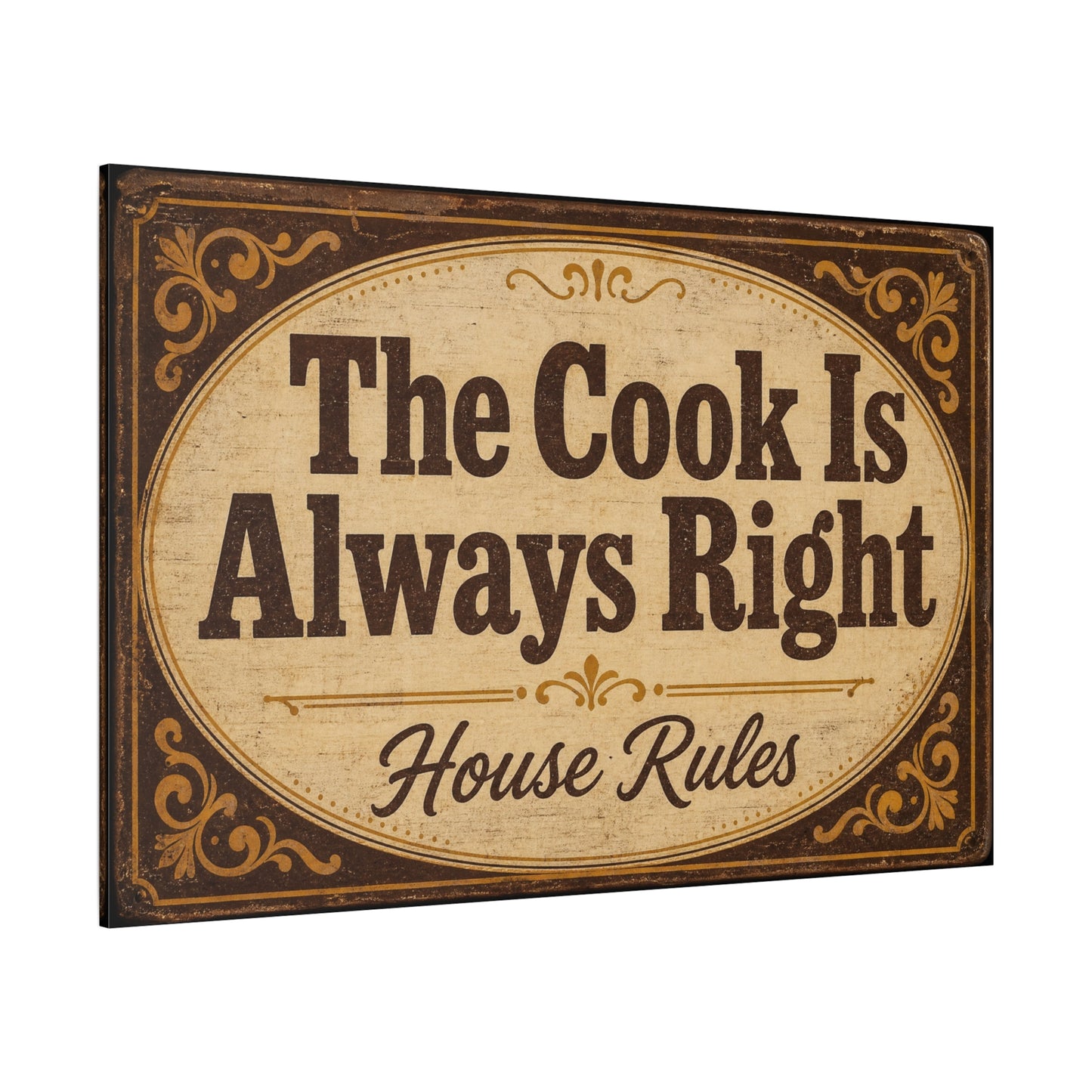 "The Cook Is Always Right" Canvas Wall Art - Vintage Kitchen Sign, House Rules Typography Print - Rustic Farmhouse Style, Dining Room Wall Decor, Kitchen Home Decoration - Bedroom Home Decoration
