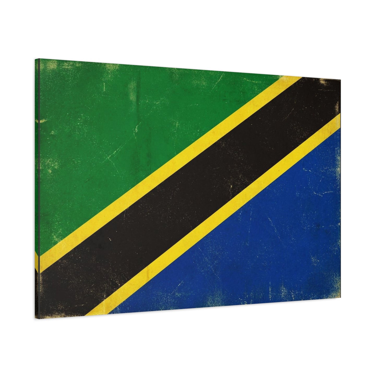 Tanzania Flag Canvas Wall Art - Vintage National Flag Print, Patriotic Blue Green Black Gold Design - Distressed Country Decor - Living Room Home Decoration, Office Accent - Living Room Wall Decor