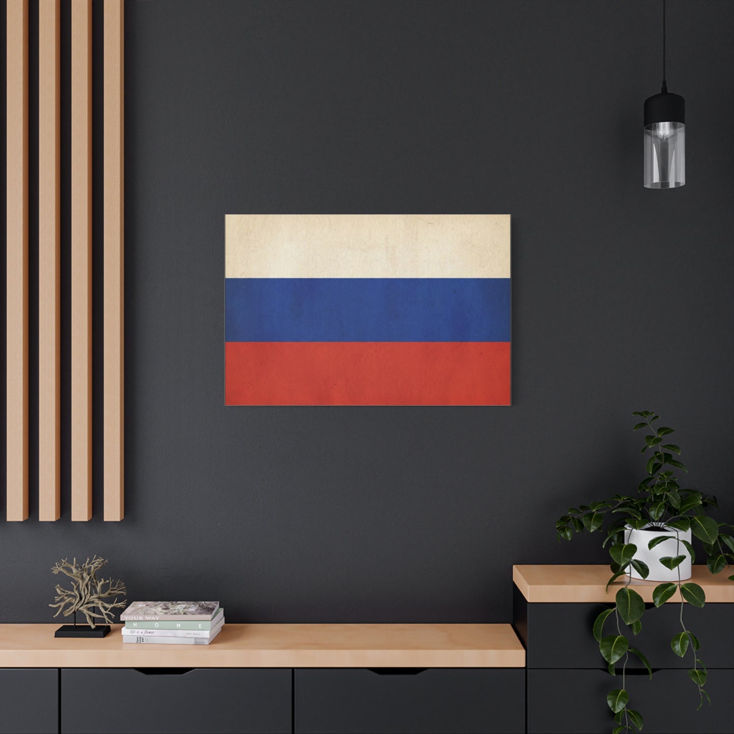 Russia Flag Canvas Wall Art - Vintage Tricolor Banner Print, Patriotic Minimalist Decor - Textured Cotton Look - Living Room Home Decoration, Office Accent - Living Room Wall Decor - Ready to Hang