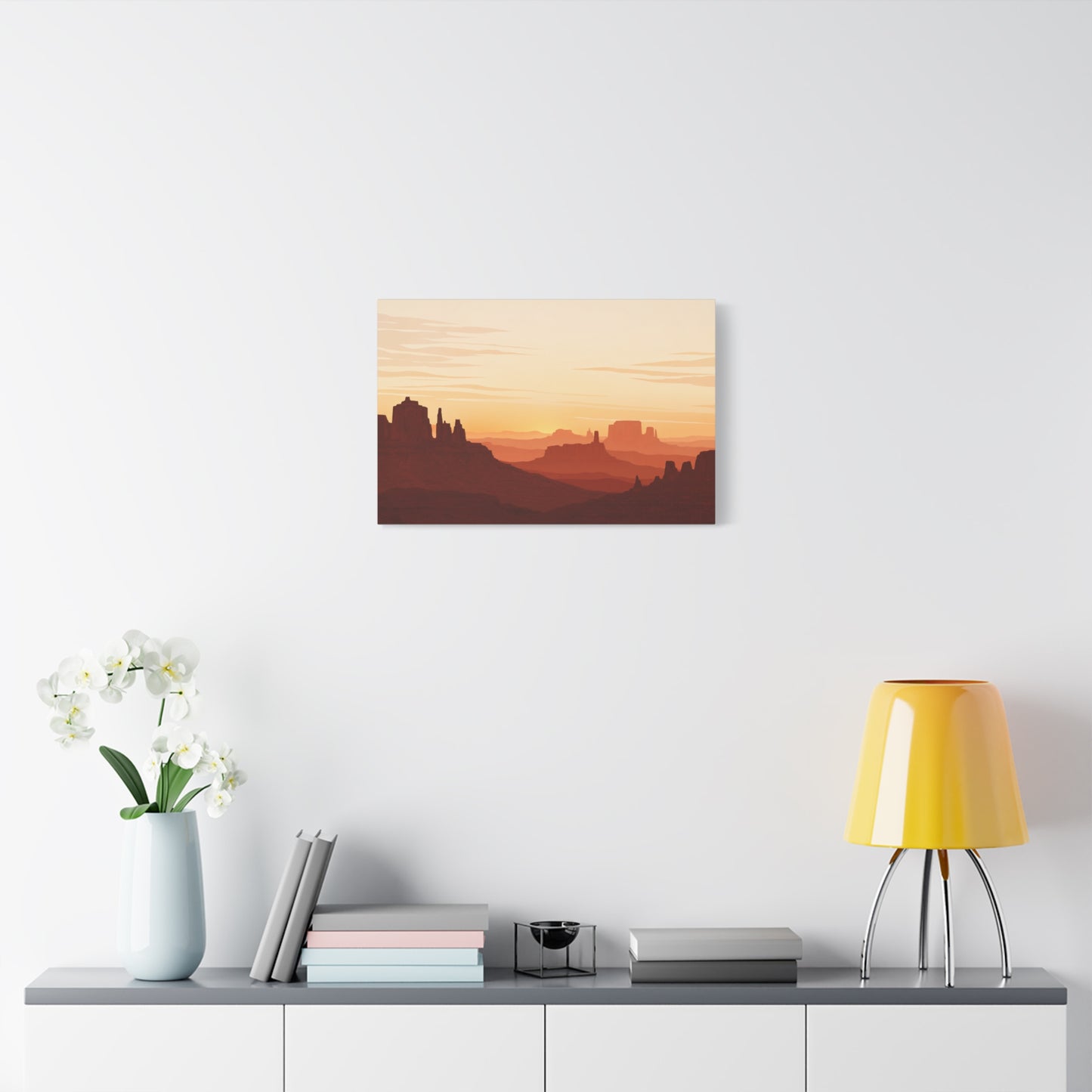 Desert Canyon Sunset Canvas Wall Art - Southwestern Mesa Landscape Print, Warm Terracotta Horizon, Contemporary Scenic Decor - Living Room Wall Decor, Bedroom Home Decoration - Bedroom Home Decoration