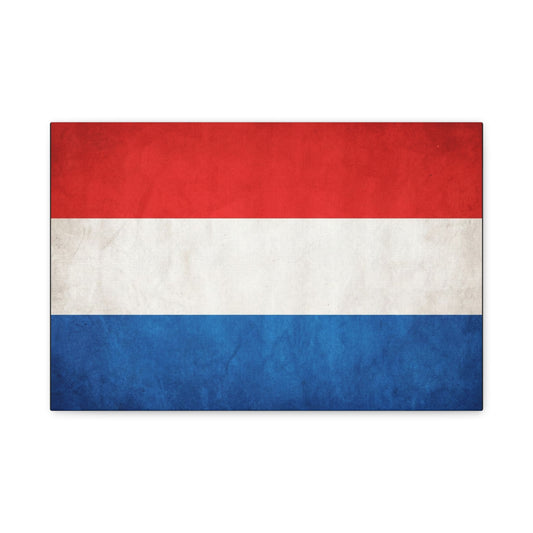 Netherlands Flag Canvas Wall Art - Dutch Tricolor Country Pride Decor, Vintage Style Cotton Print - Living Room Wall Decor, Office Accent - Bedroom Home Decoration - Bedroom Home Decoration