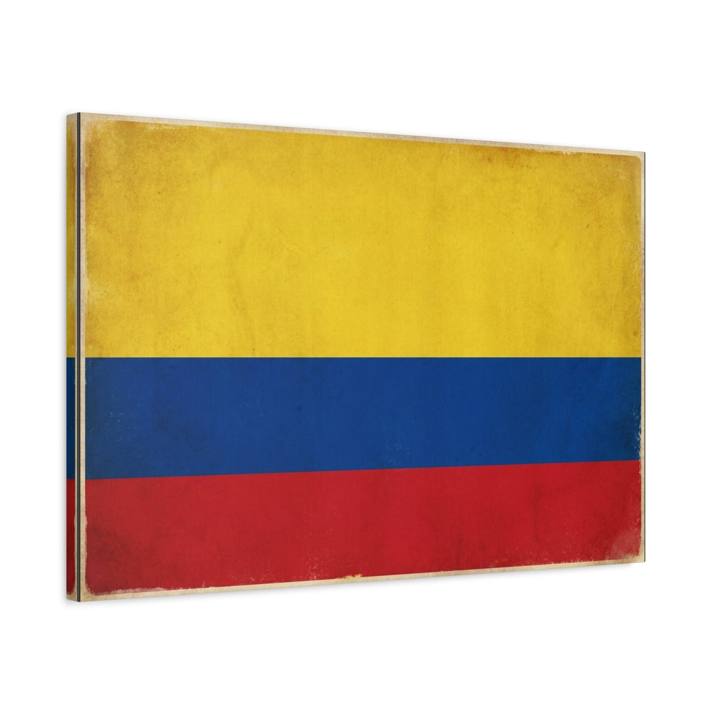 Colombia Flag Canvas Wall Art - Vintage Colombian Flag Print, Patriotic Rustic Decor - Matte Cotton Artwork - Living Room Home Decoration, Office Accent - Living Room Wall Decor - Ready to Hang