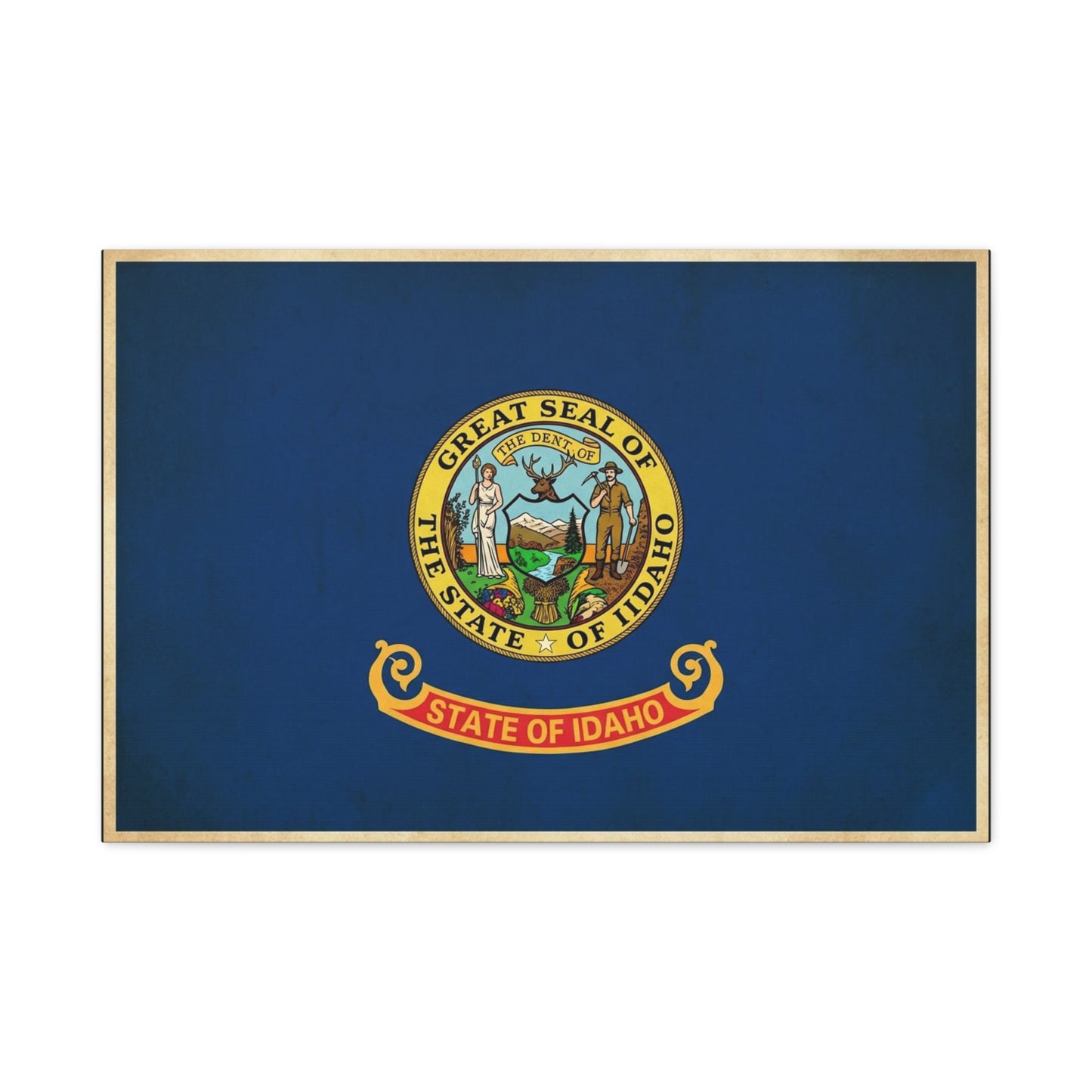 "Great Seal Of The State Of Idaho" Idaho Flag Canvas Wall Art - Blue State Pride Decor, Vintage Government Emblem Print - Traditional Patriotic Style - Living Room Office Wall Decor - Ready to Hang