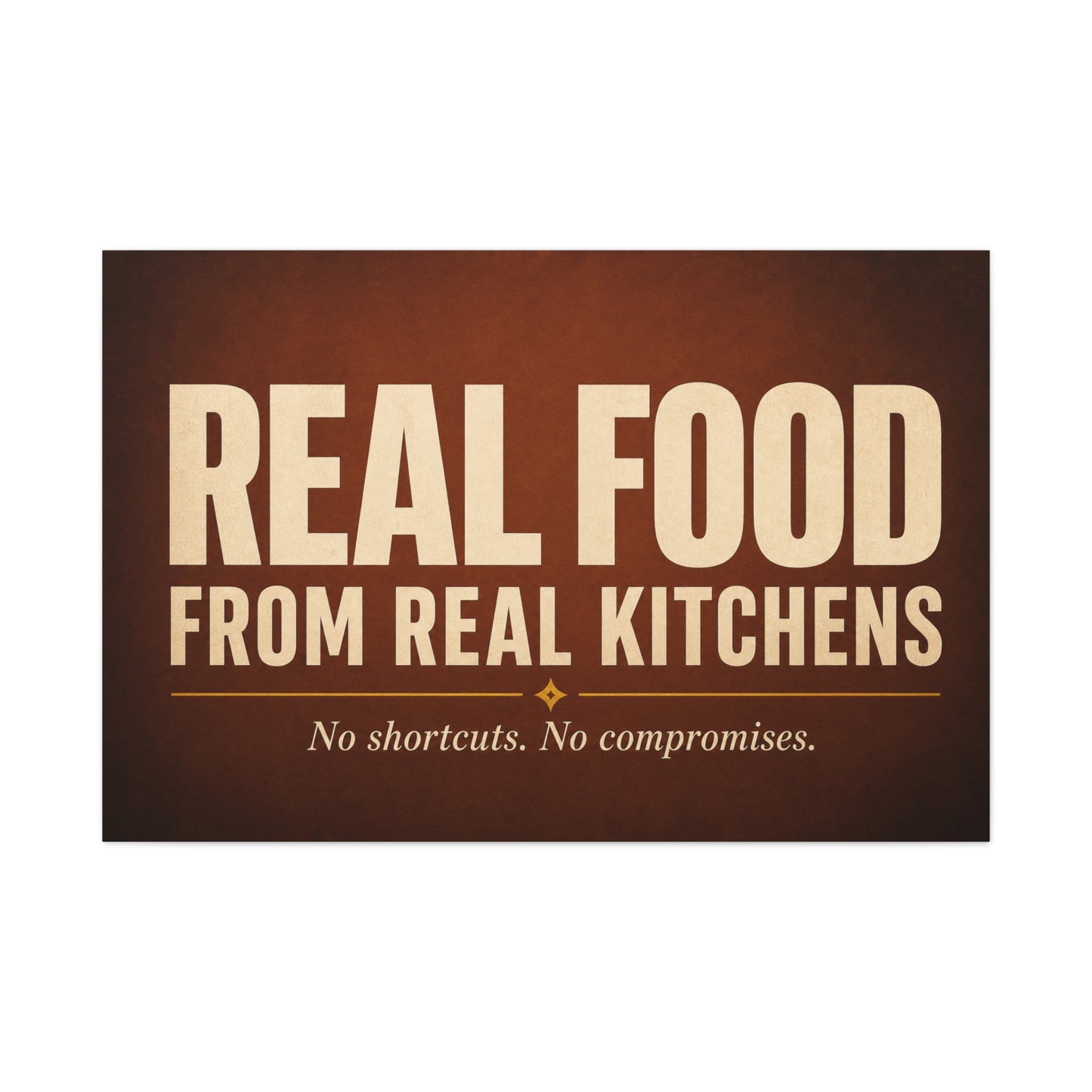 "Real Food From Real Kitchens" Typography Canvas Wall Art - Rustic Kitchen Quote Decor, Vintage Brown Minimalist Sign - Farmhouse Dining Room Decoration - Living Room Wall Decor - Ready to Hang