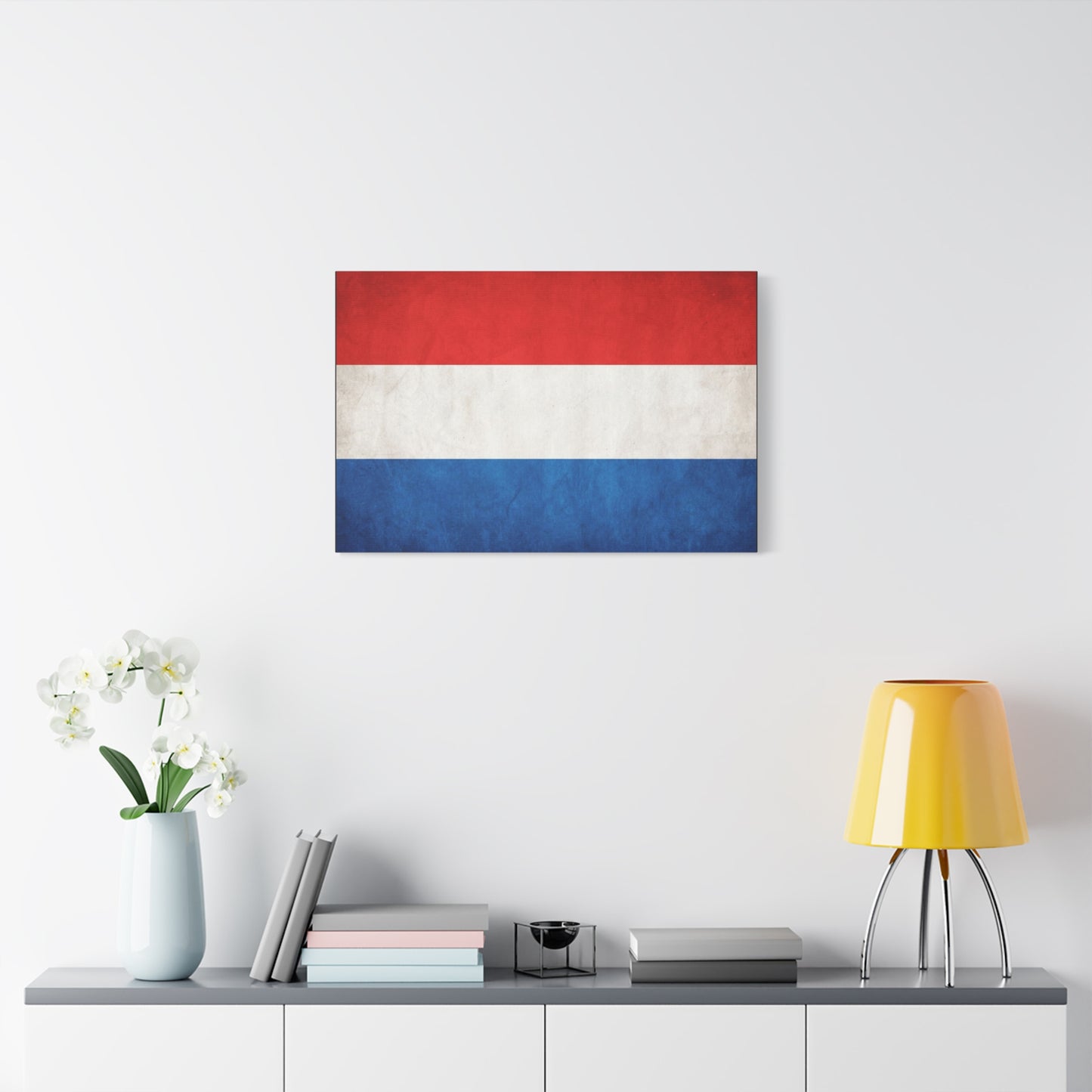 Netherlands Flag Canvas Wall Art - Dutch Tricolor Country Pride Decor, Vintage Style Cotton Print - Living Room Wall Decor, Office Accent - Bedroom Home Decoration - Bedroom Home Decoration