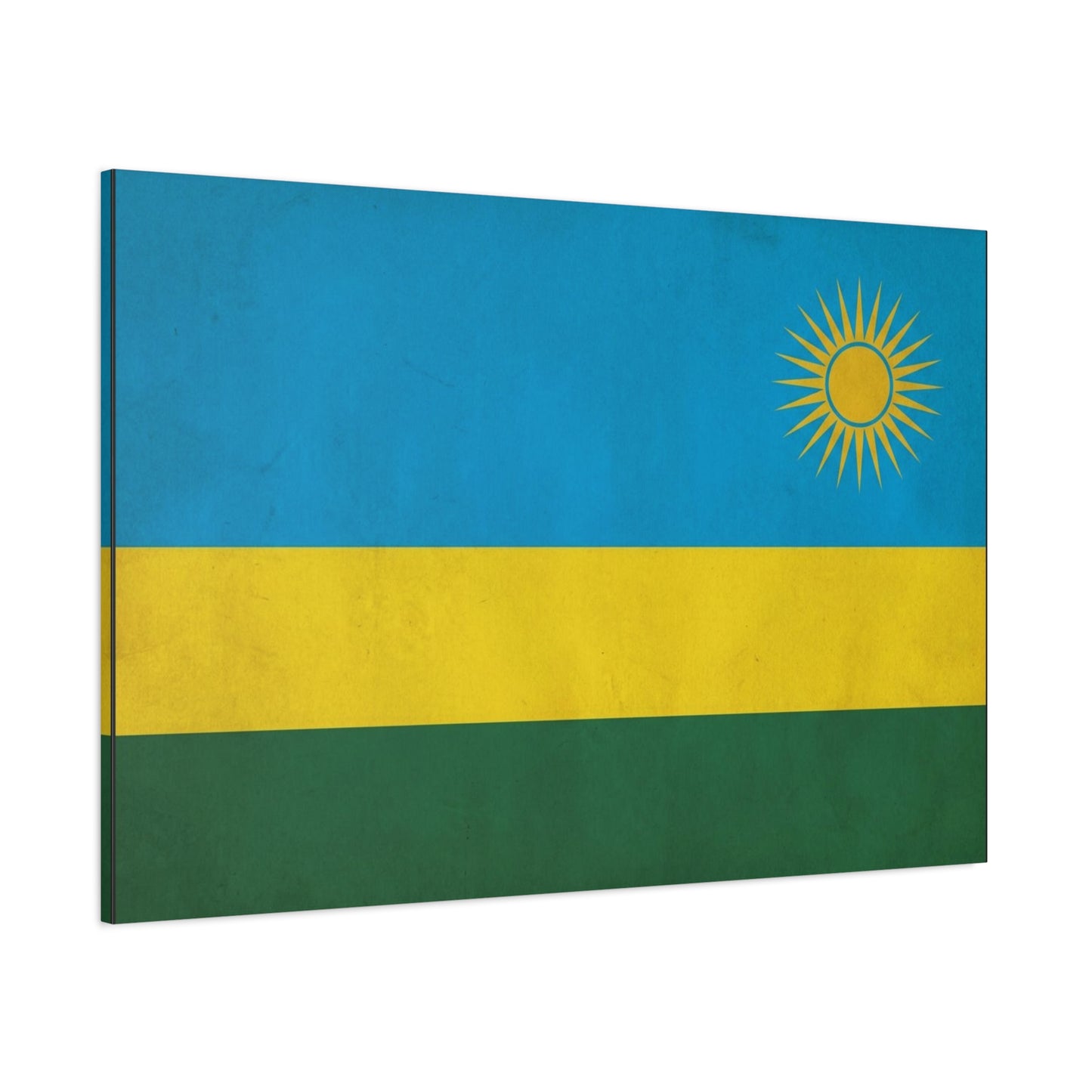 Rwanda Flag Canvas Wall Art - Blue Yellow Green National Banner Print, Sun Emblem Country Pride Decor - Vintage Style Wall Decor - Bedroom Home Decoration - Bedroom Home Decoration - Ready to Hang