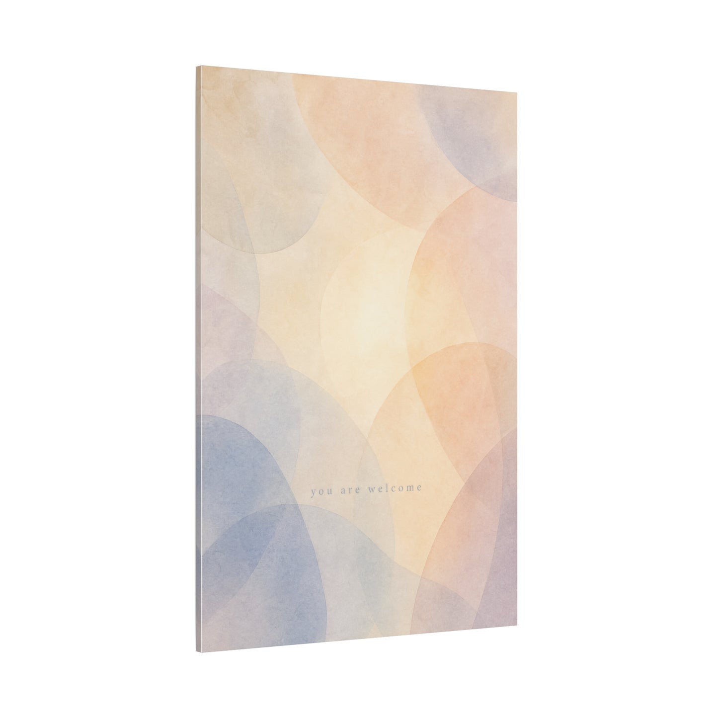 "You Are Welcome" Abstract Canvas Wall Art - Pastel Geometric Arches, Minimalist Modern Wall Decor - Soft Peach Blue Neutral Home Decoration - Bedroom Living Room Office Accent - Ready to Hang
