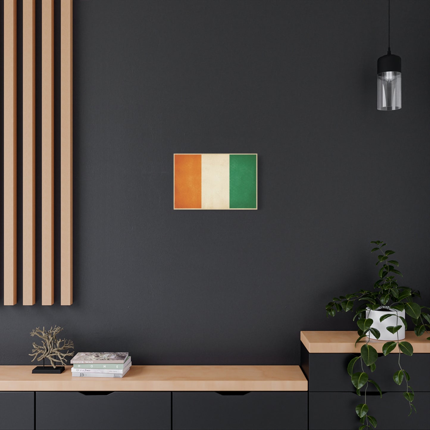 Irish Flag Canvas Wall Art - Vintage Tricolor Ireland Print, Green White Orange Decor - Minimalist Patriotic Artwork - Living Room Wall Decor, Bedroom Home Decoration - Bedroom Home Decoration