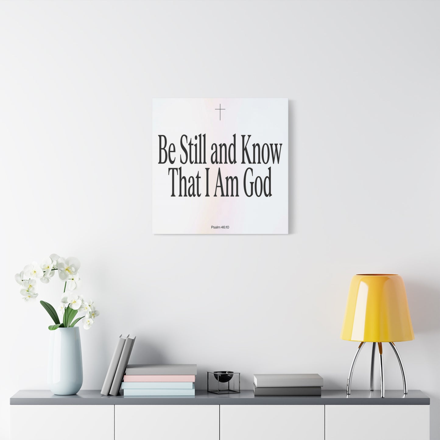 "Be Still And Know That I Am God" Canvas Wall Art - Psalm 46:10 Christian Bible Verse Scripture Print - Minimalist Black White Cross Decor - Bedroom Living Room Home Office Wall Hanging