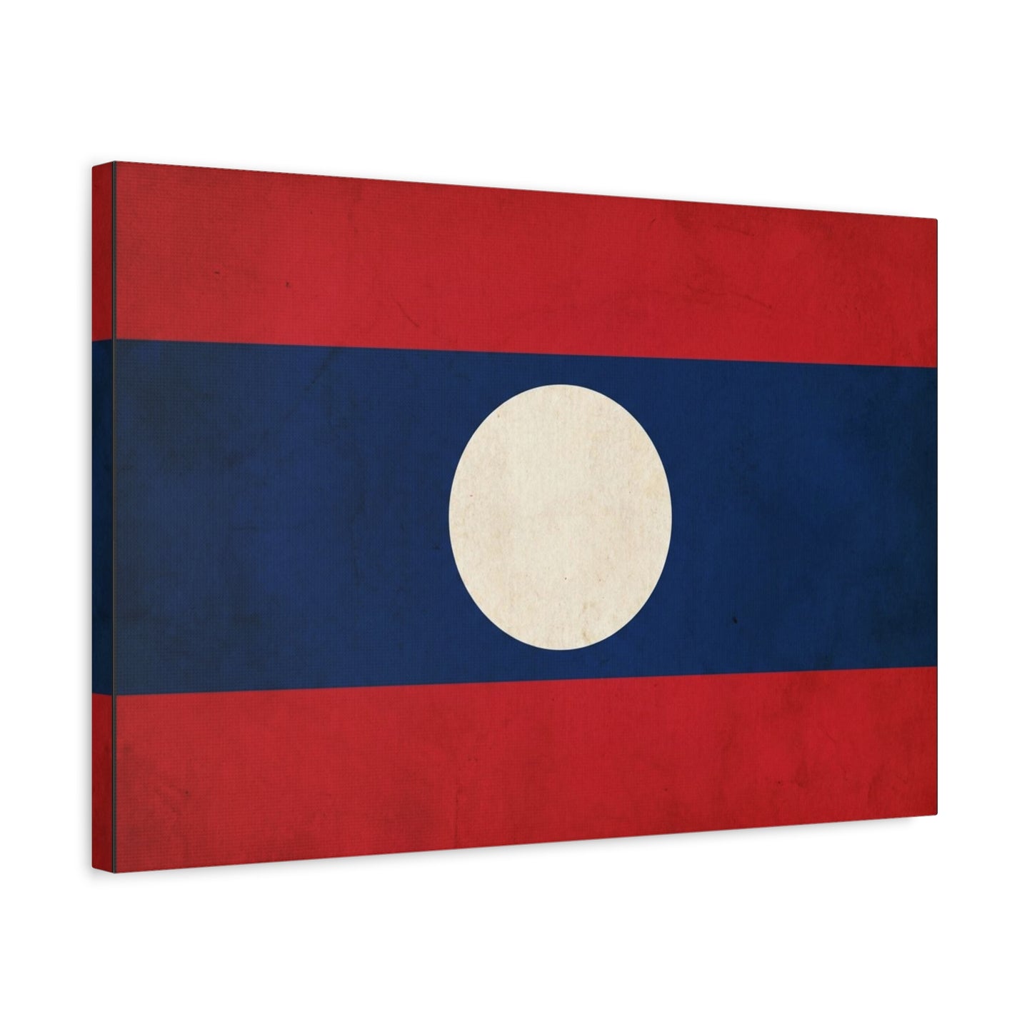 Laos Flag Canvas Wall Art - Vintage Lao National Flag Print, Red Blue White Circle - Minimalist Patriotic Decor - Living Room Home Decoration - Bedroom Home Decoration - Living Room Wall Decor
