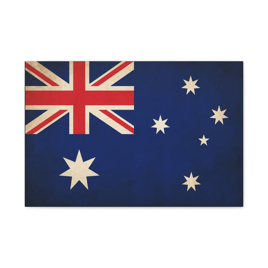Australian Flag Canvas Wall Art - Vintage Nation Pride Decor, Blue Southern Cross Print, Patriotic Typography Style, Living Room Wall Decor - Bedroom Home Decoration - Bedroom Home Decoration
