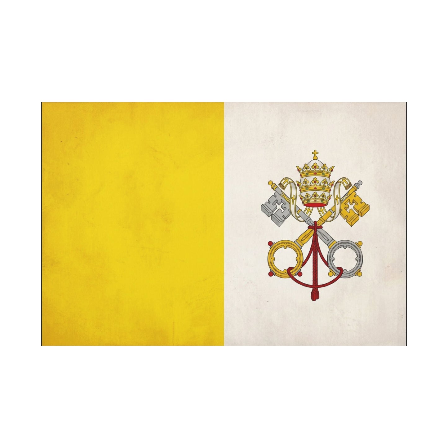Vatican Flag Canvas Wall Art - Papal Keys And Tiara Catholic Wall Decor - Yellow White Heraldic Print - Traditional Religious Style - Bedroom Home Decoration - Bedroom Home Decoration - Ready to Hang
