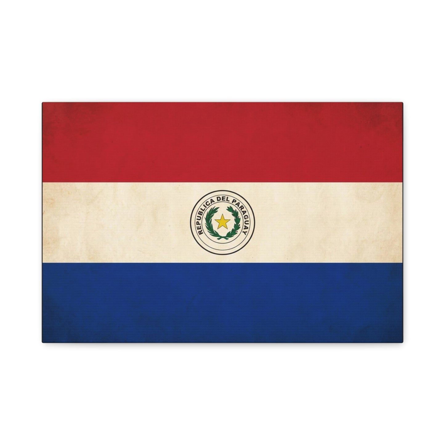 "Republica Del Paraguay" Paraguay Flag Canvas Wall Art - Vintage National Flag Print, Patriotic Heritage Decor - Matte Cotton Artwork - Living Room Home Decoration, Office Accent - Office Wall Art