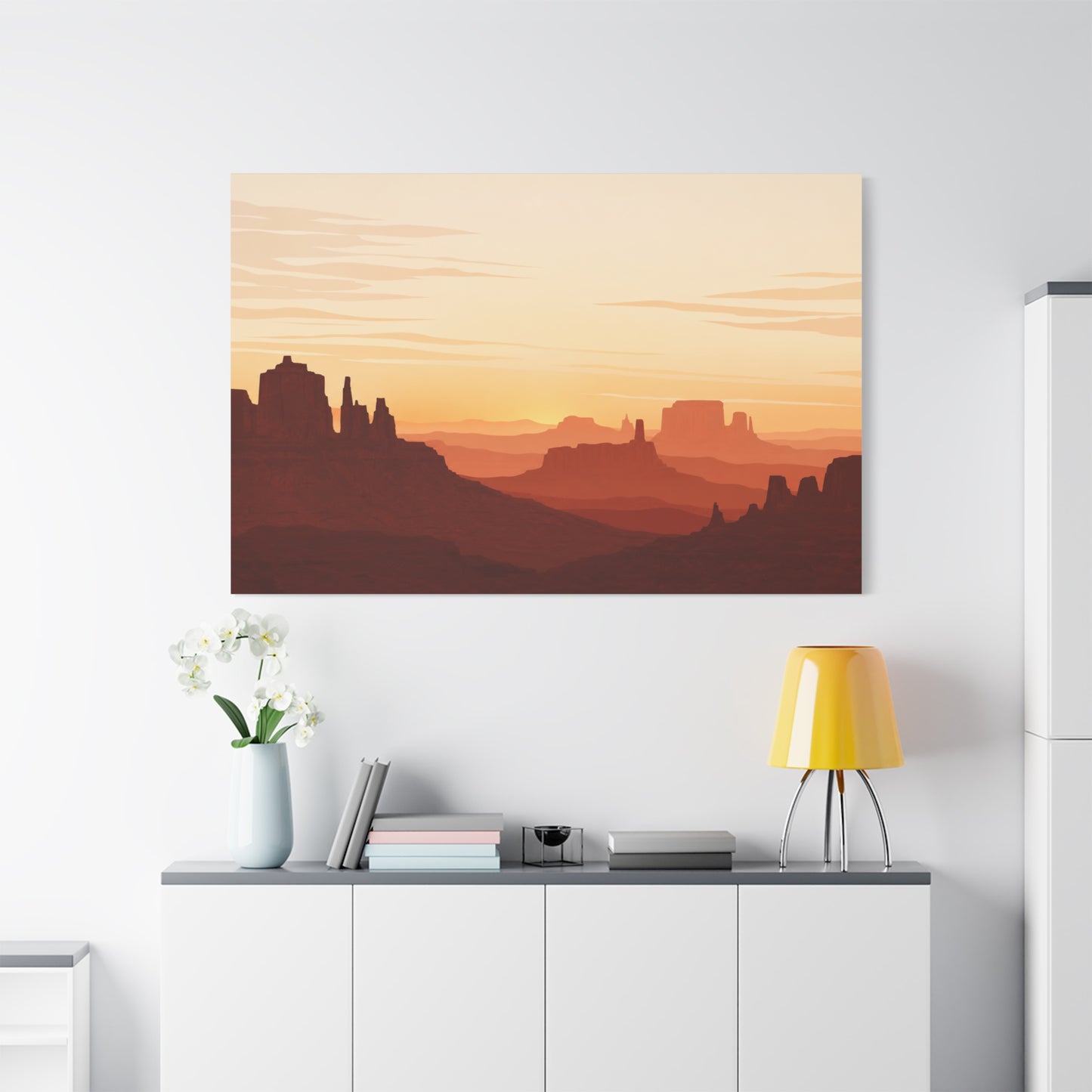 Desert Canyon Sunset Canvas Wall Art - Southwestern Mesa Landscape Print, Warm Terracotta Horizon, Contemporary Scenic Decor - Living Room Wall Decor, Bedroom Home Decoration - Bedroom Home Decoration