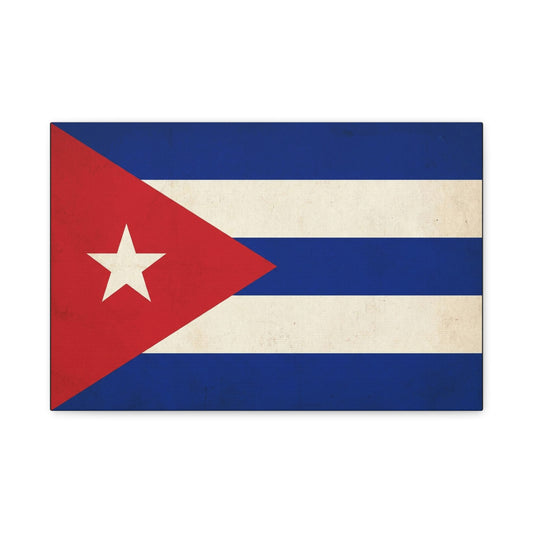 Cuban Flag Canvas Wall Art - Vintage Cuba Flag Print, Patriotic Heritage Decor - Distressed Cotton Canvas - Traditional Style For Living Room, Office Wall Decor - Bedroom Home Decoration