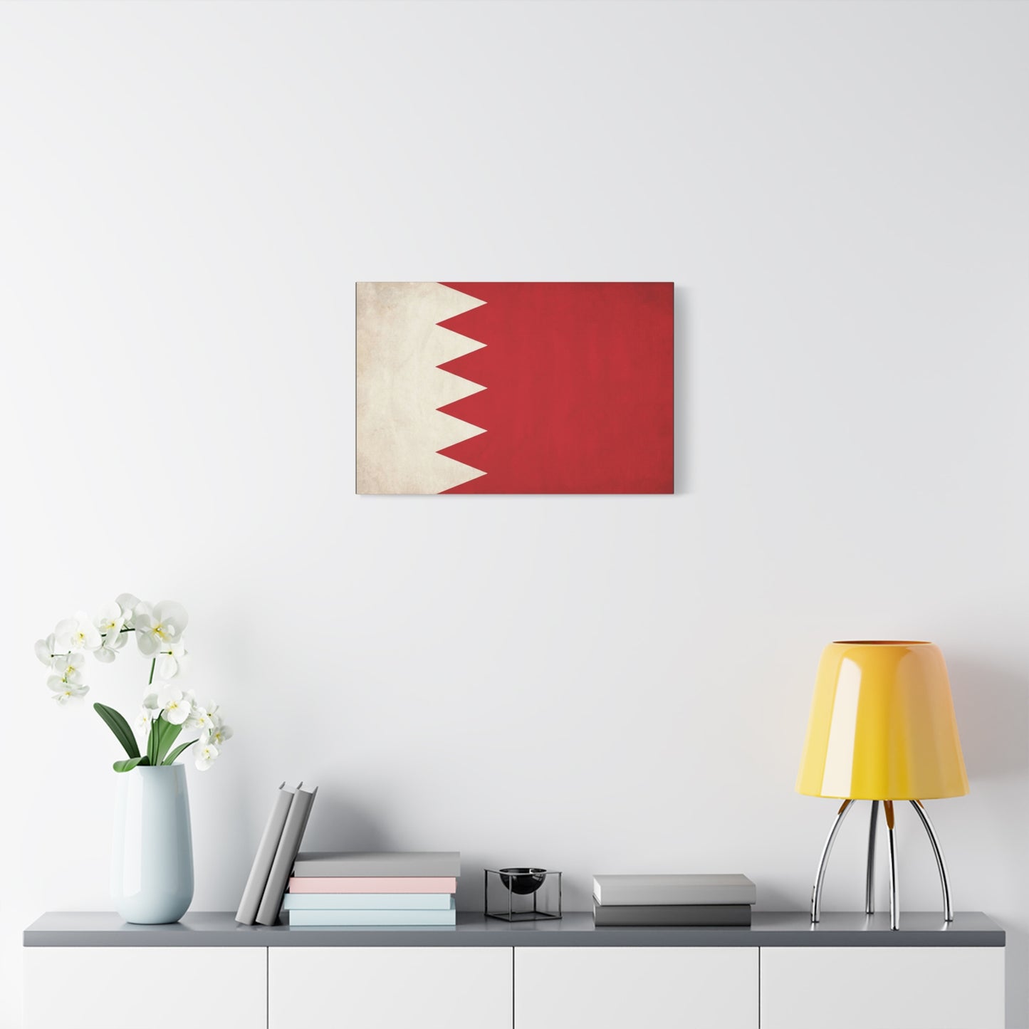 Bahrain Flag Canvas Wall Art - Vintage Red And White National Print - Minimalist Patriotic Decor - Cotton Canvas Wall Hanging - Living Room Home Decoration - Modern Farmhouse Style - Ready to Hang