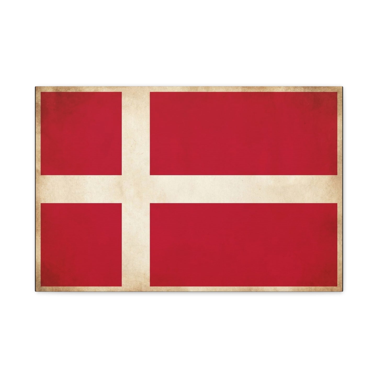 Denmark Flag Canvas Wall Art - Danish Flag Print, Vintage Nordic Decor - Minimalist Red And White Artwork - Living Room Wall Decor, Office Accent - Bedroom Home Decoration - Bedroom Home Decoration