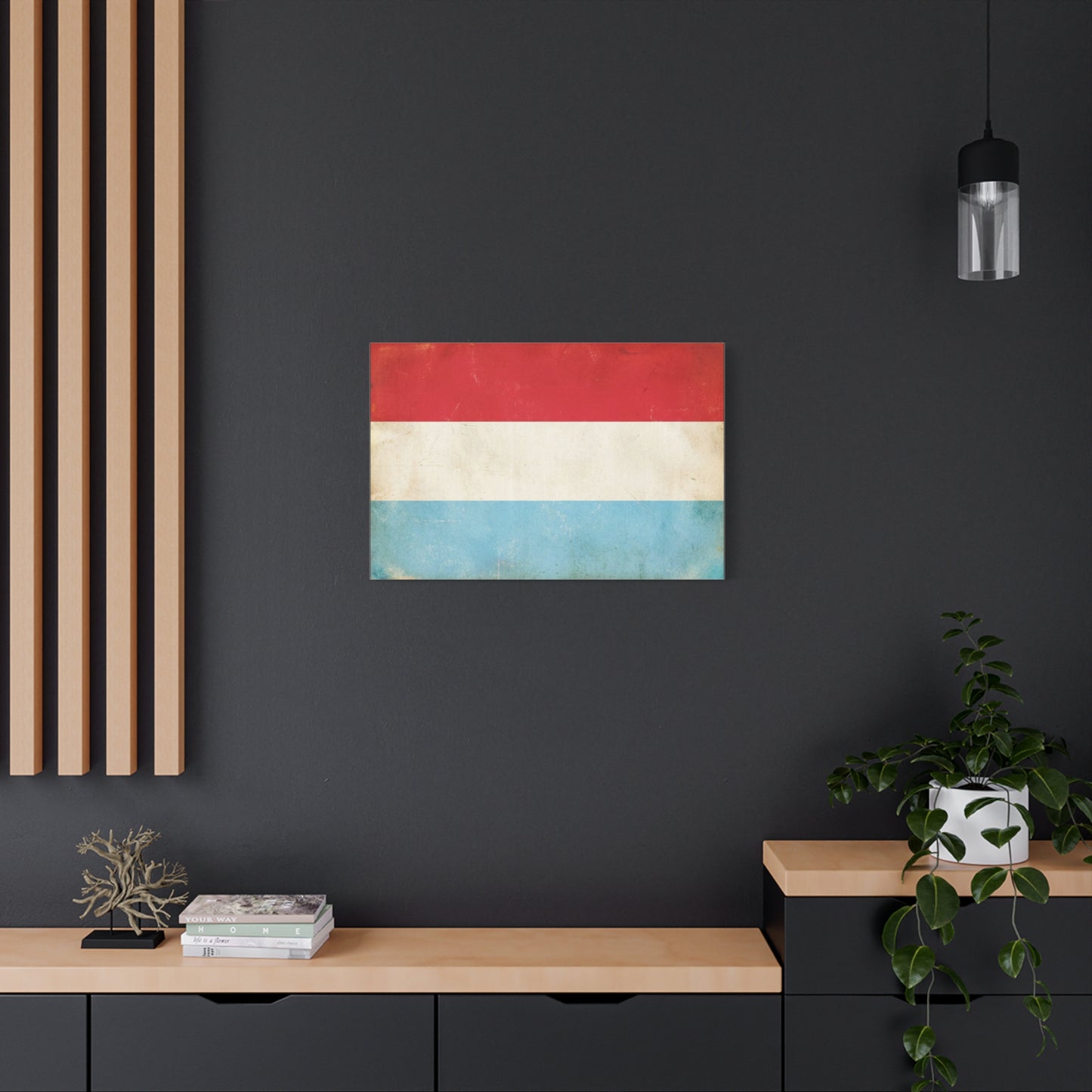 Vintage Luxembourg Flag Canvas Wall Art - Distressed Tricolor Country Print, Patriotic Minimalist Decor - Matte Canvas Wall Hanging - Living Room Bedroom Office Decoration - Bedroom Home Decoration