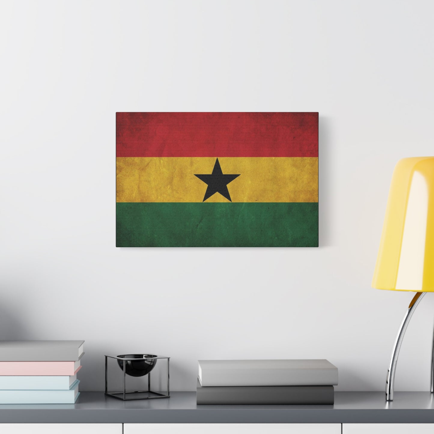 Ghana Flag Canvas Wall Art - Vintage Black Star Republic Print, Pan African Home Decor, Cultural Heritage Artwork, Bold Patriotic Style, Living Room Decoration - Office Wall Art - Ready to Hang