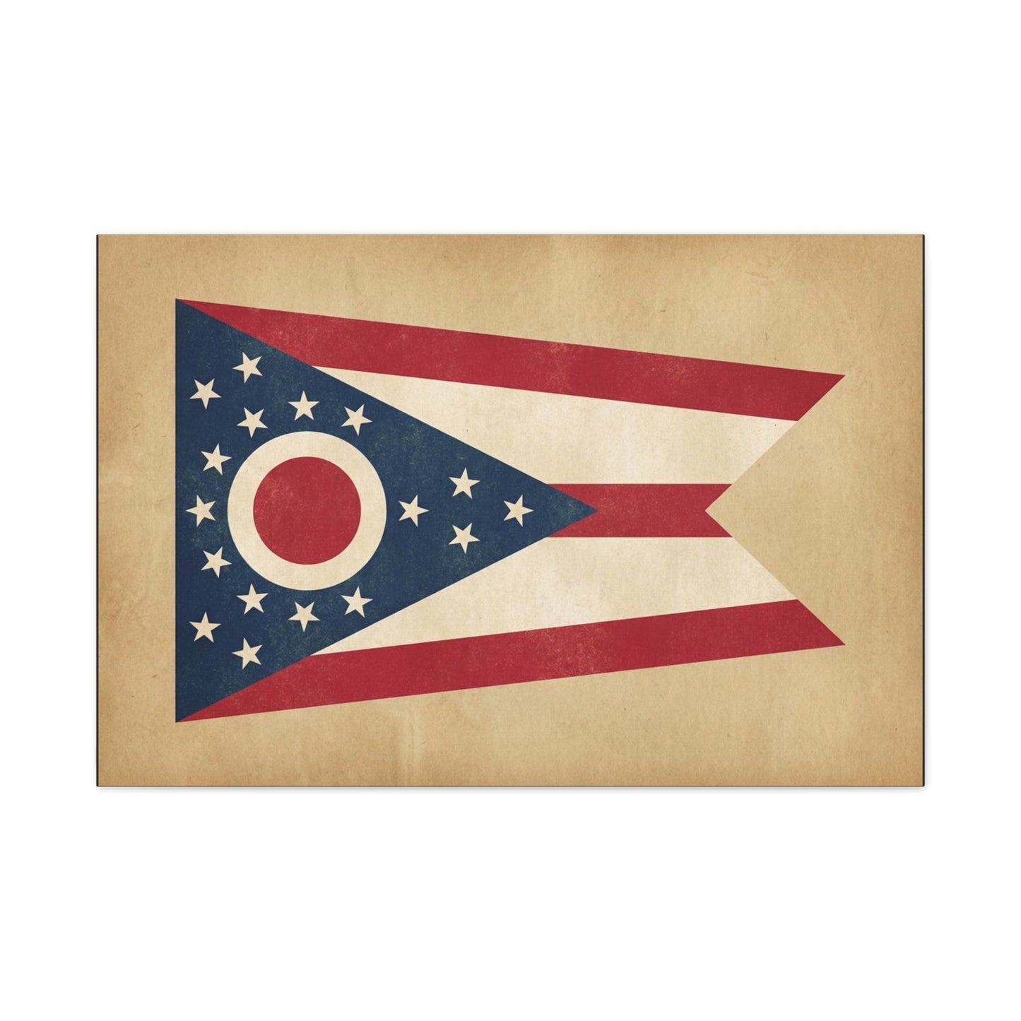 Ohio State Flag Canvas Wall Art - Vintage Buckeye Banner Print, Patriotic Red White Blue Decor - Rustic Americana Style - Living Room Home Decoration - Living Room Wall Decor - Bedroom Home Decoration