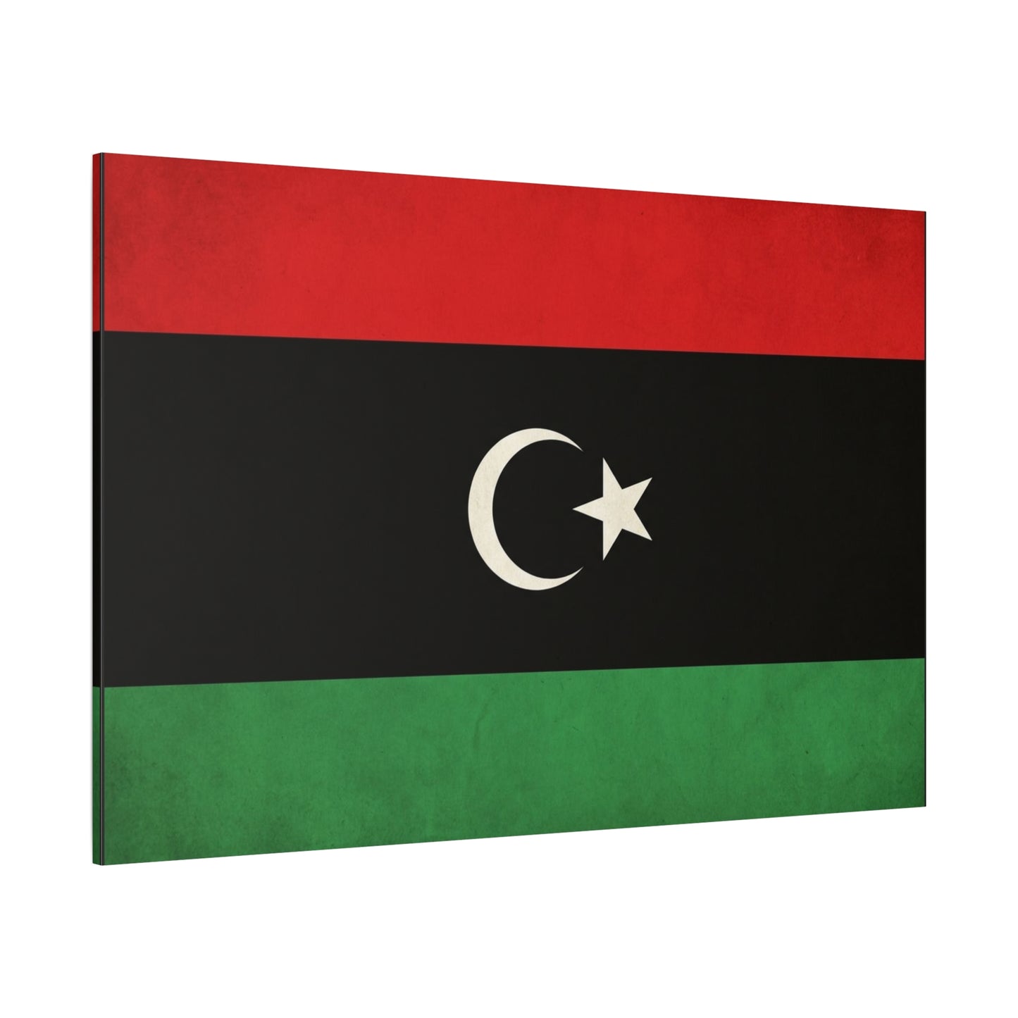 Libya Flag Canvas Wall Art - Red Black Green Crescent Star Print Picture - Vintage Patriotic Style, Matte Finish Canvas Print, Living Room Wall Decor, Bedroom Home Decoration - Bedroom Home Decoration