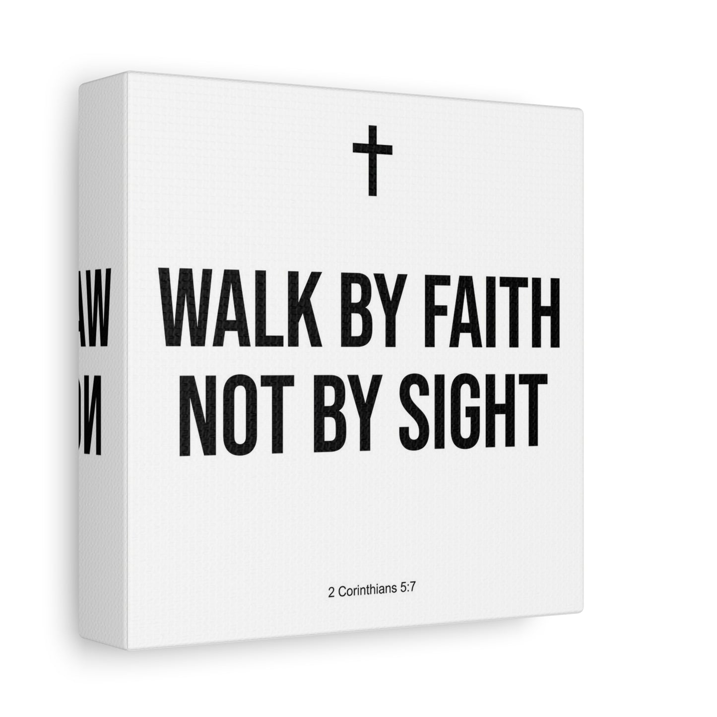 "Walk By Faith Not By Sight" Christian Canvas Wall Art - 2 Corinthians 5:7 Cross Scripture Print - Black And White Minimalist Typography Decor - Living Room Bedroom Office Home Decoration