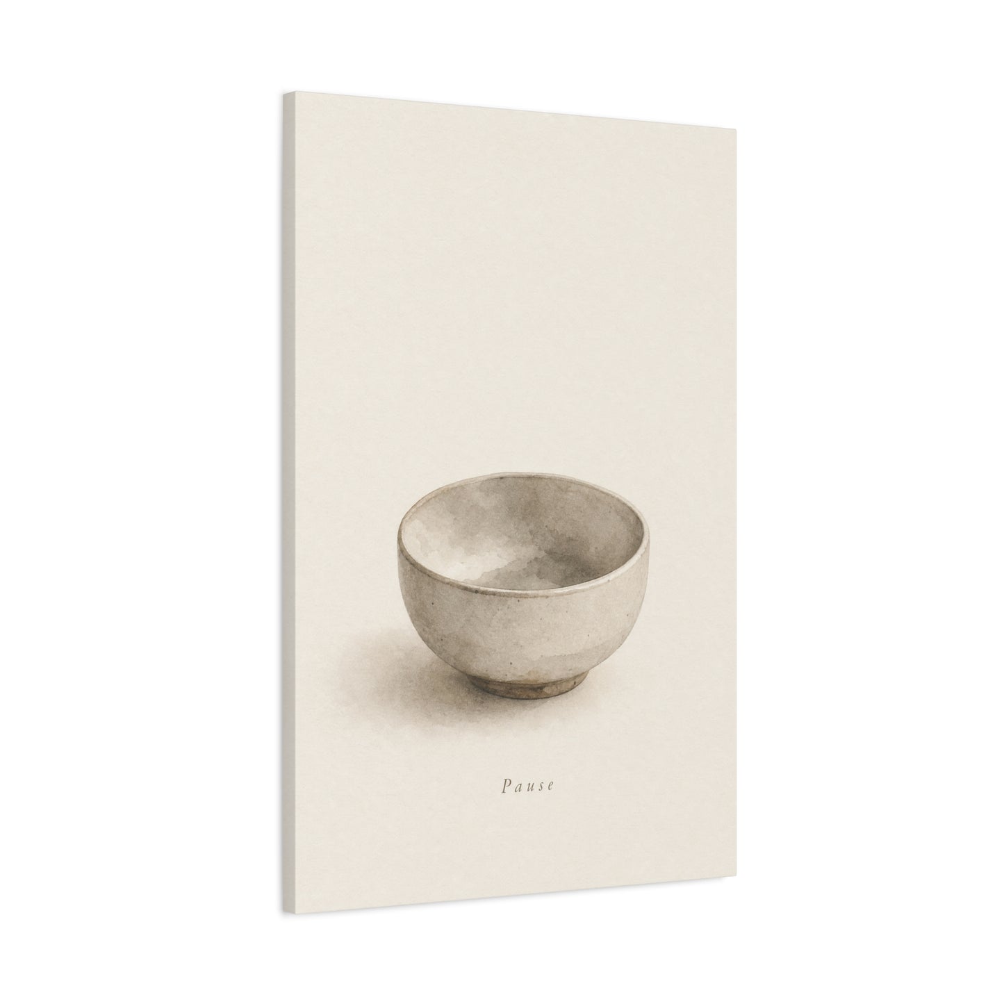 "Pause" Minimalist Bowl Canvas Wall Art - Neutral Still Life Print, Japandi Zen Style, Contemporary Home Decor For Bedroom, Living Room, Meditation Space, Calm Interior Accent - Living Room Wall Decor