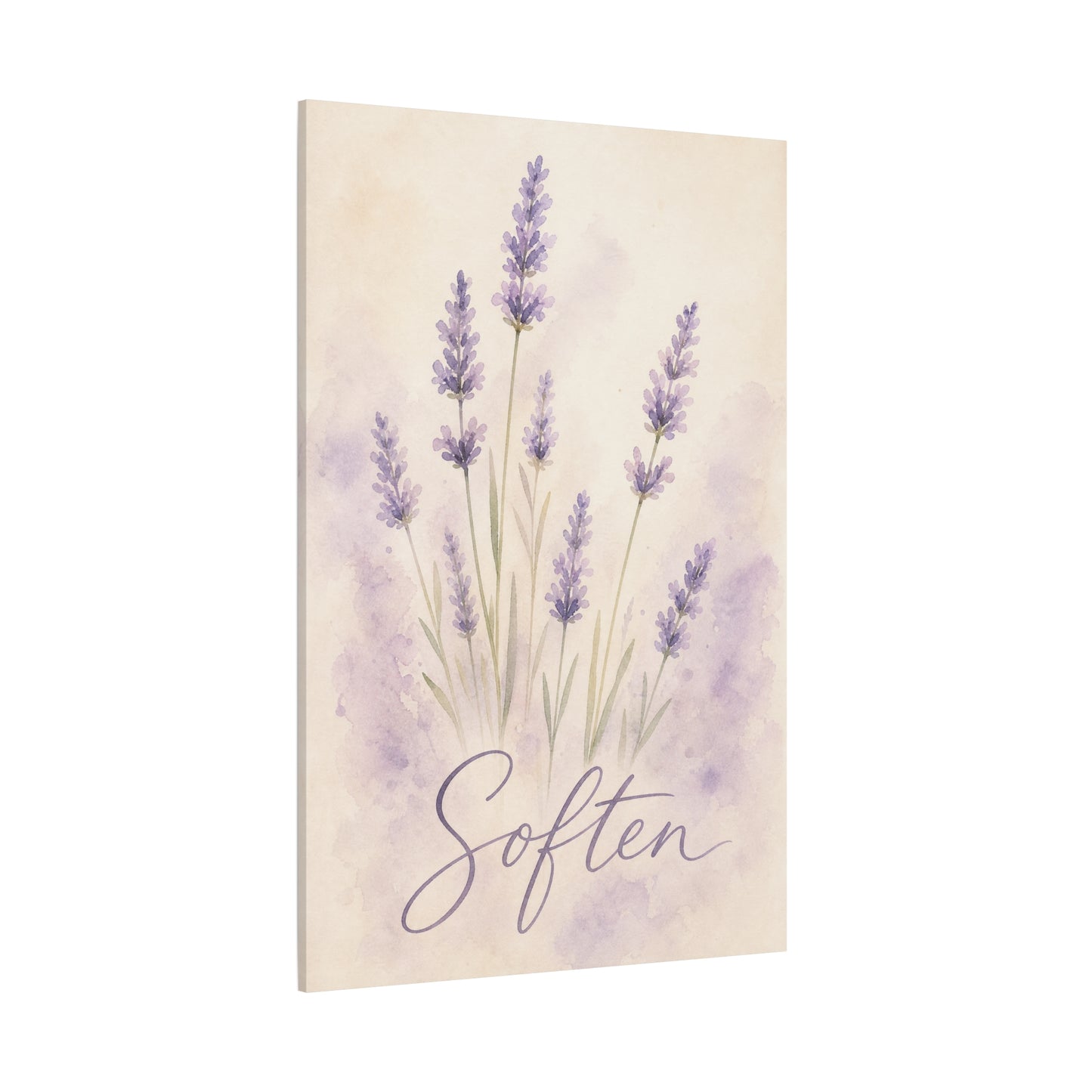 "Soften" Lavender Watercolor Canvas Wall Art - Botanical Floral Purple Wall Decor - Soft Pastel Home Decoration - Bedroom Bathroom Accent - Bedroom Home Decoration - Modern Farmhouse Style