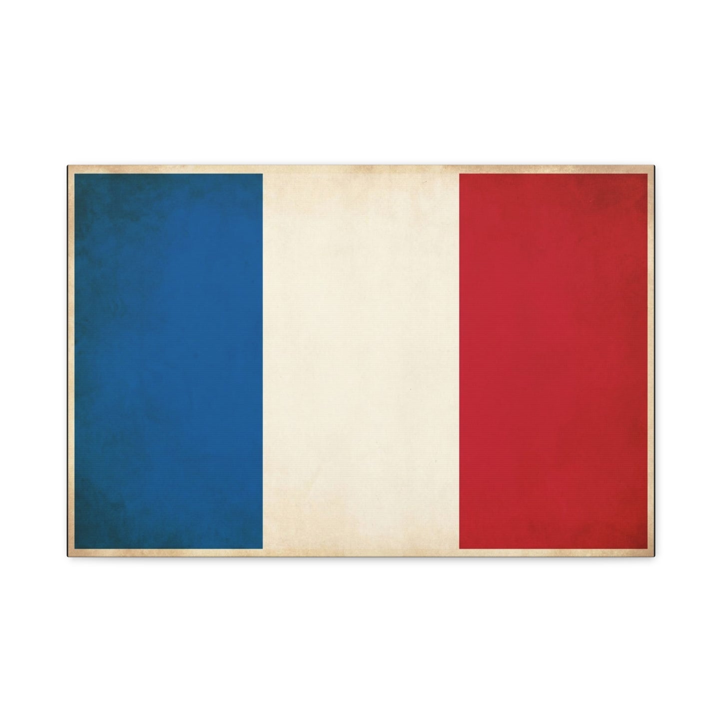 French Flag Canvas Wall Art - Vintage Tricolor France Print, Patriotic Minimalist Decor - Matte Cotton Look - Living Room Wall Decor, Office Accent - Bedroom Home Decoration - Bedroom Home Decoration