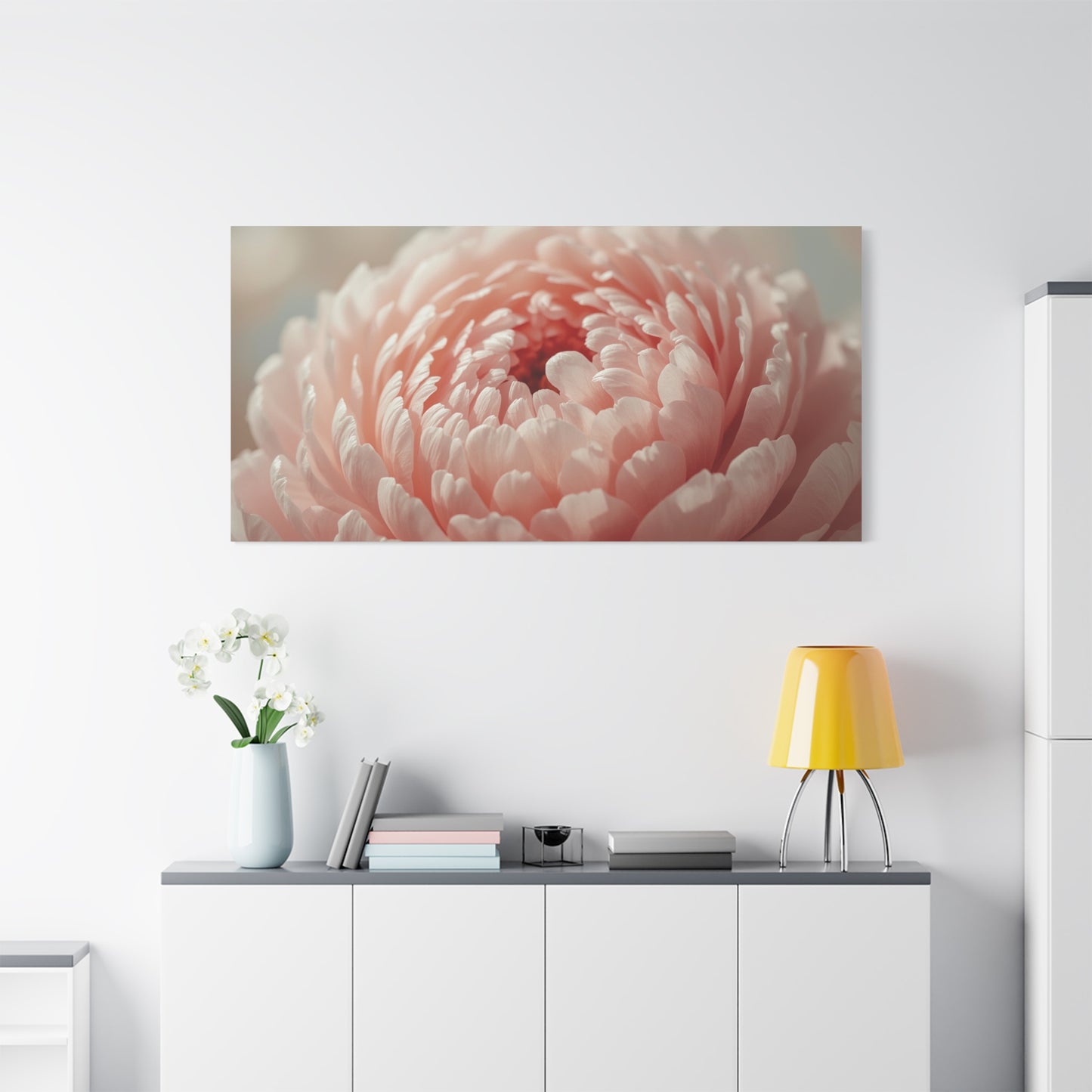 Blush Pink Peony Canvas Wall Art - Soft Floral Close Up, Botanical Home Decoration - Matte Cotton Print, Romantic Traditional Style - Bedroom Wall Decor, Living Room Accent - Bedroom Home Decoration