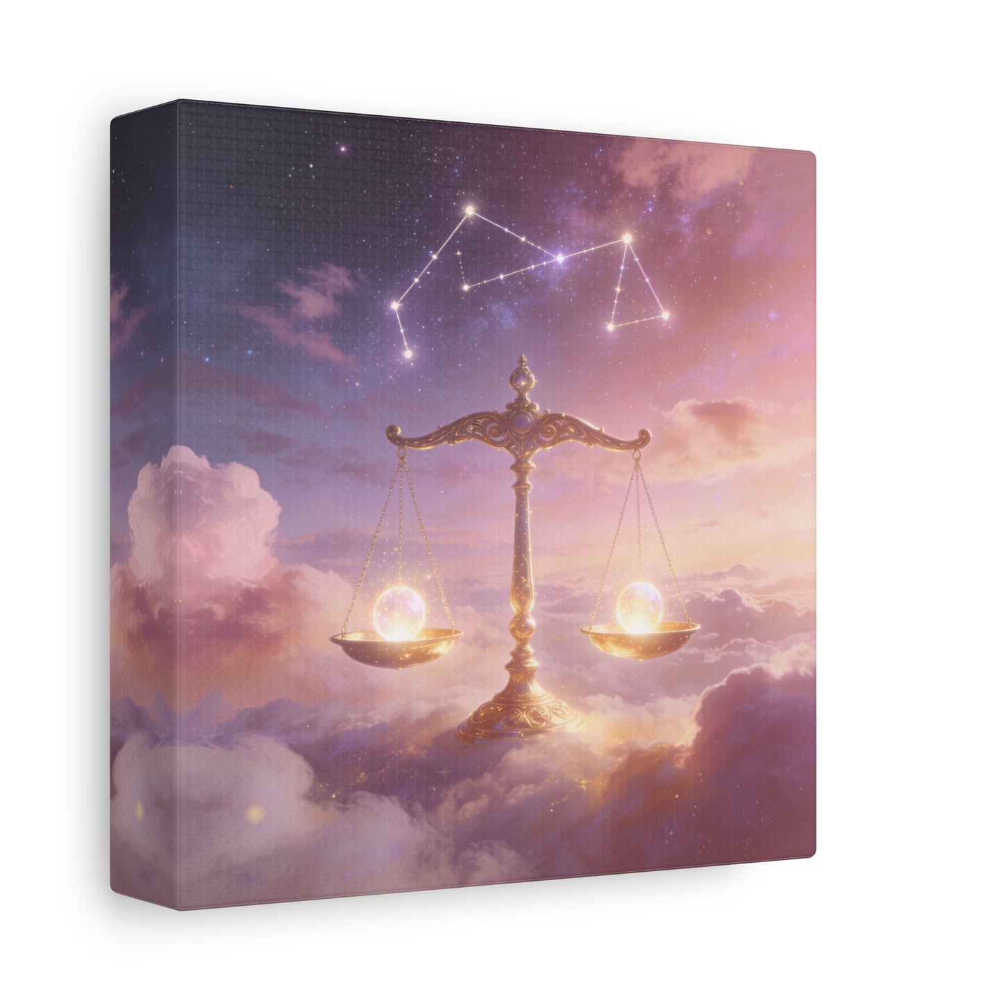 Libra Zodiac Canvas Wall Art - Celestial Scales, Pink Purple Sky, Astrology Decor - Dreamy Matte Canvas Print - Bedroom Wall Decor, Meditation Space Accent, Office Art - Bedroom Home Decoration