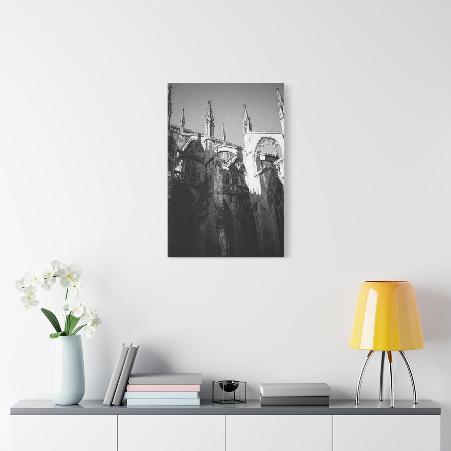 Gothic Cathedral Architecture Canvas Wall Art - Black And White Art Print - Vintage Stone Arches, Spires - Moody Traditional Style - Living Room Wall Decor Office Art - Modern Farmhouse Style