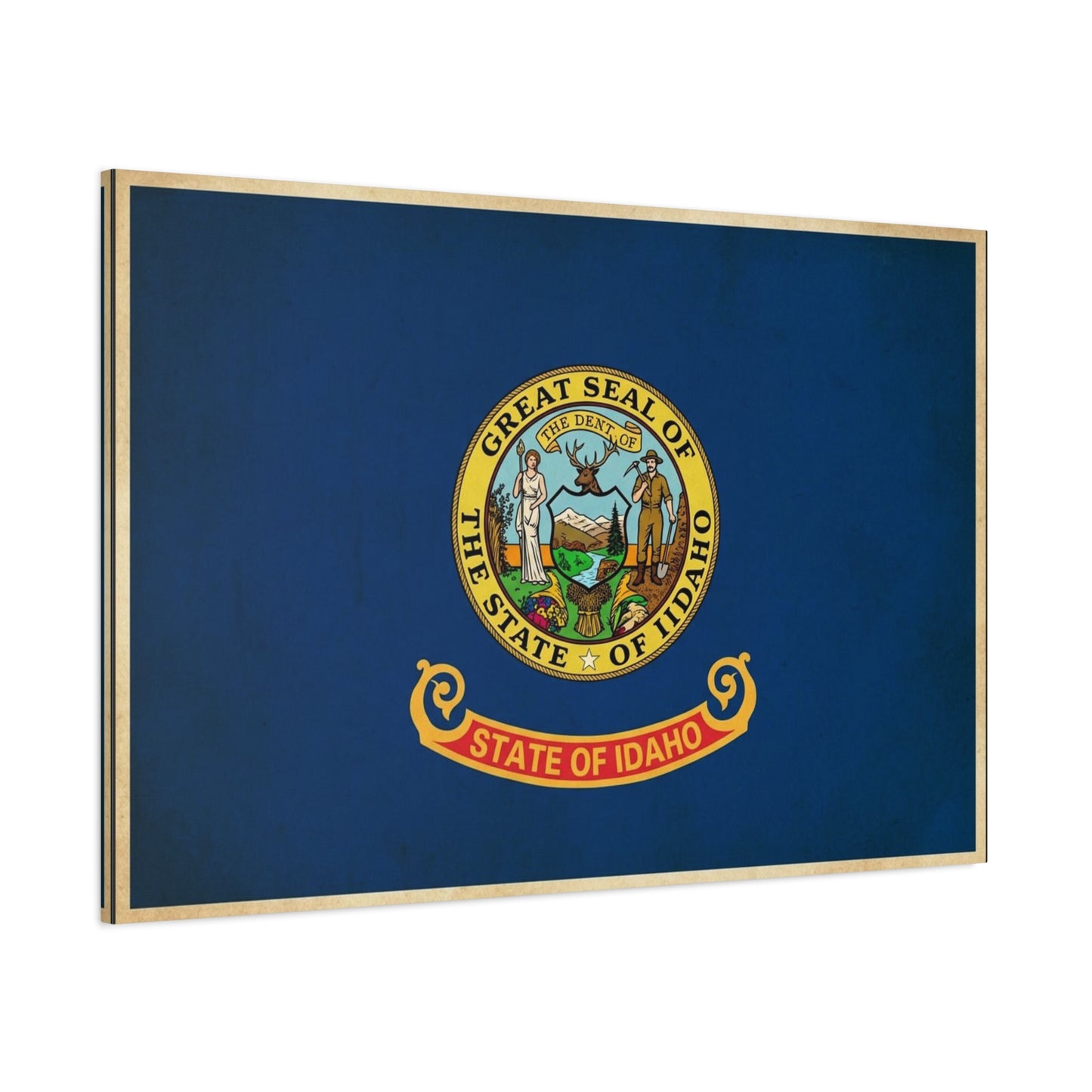 "Great Seal Of The State Of Idaho" Idaho Flag Canvas Wall Art - Blue State Pride Decor, Vintage Government Emblem Print - Traditional Patriotic Style - Living Room Office Wall Decor - Ready to Hang