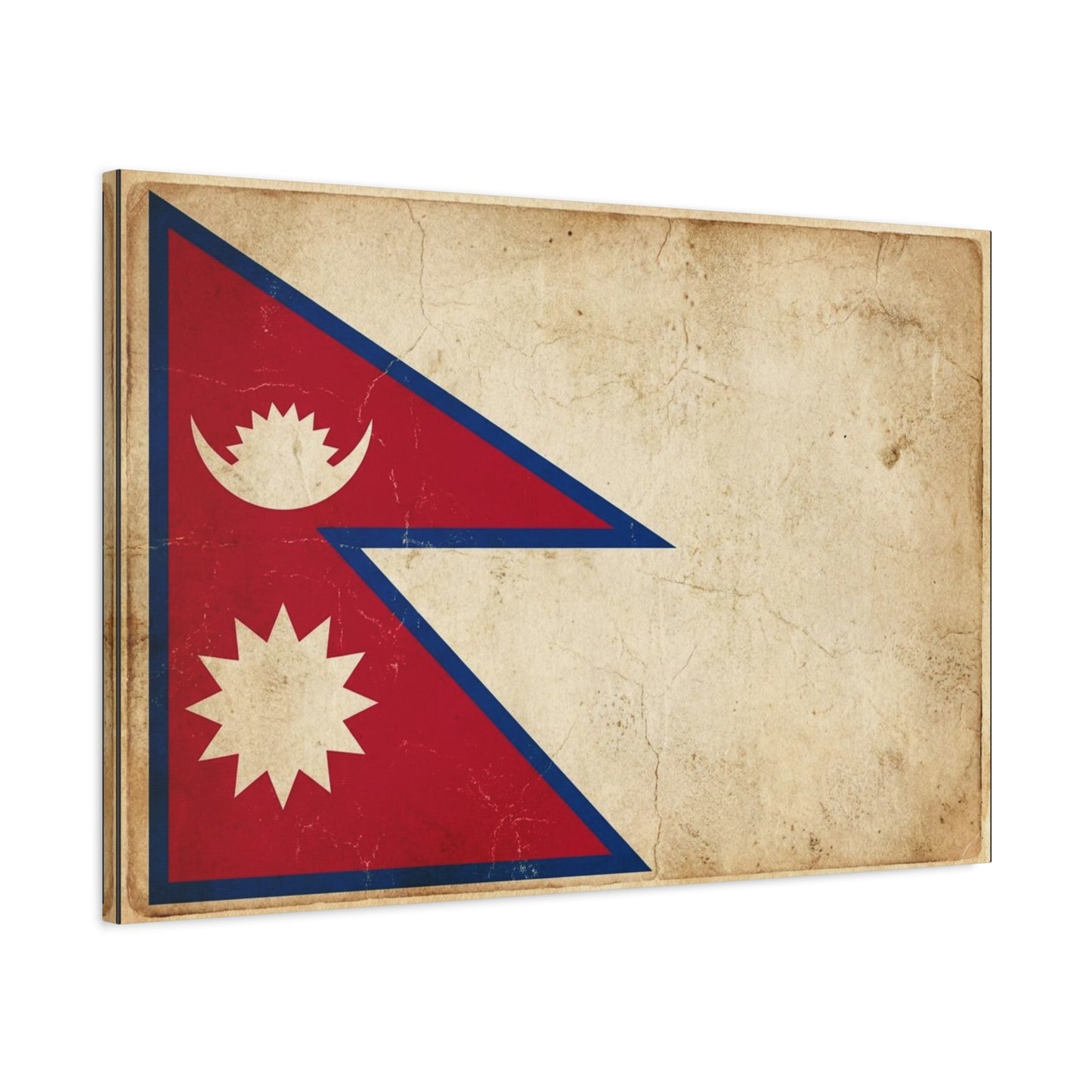 Nepal Flag Canvas Wall Art - Vintage Nepalese Banner Print, Rustic Patriotic Decor - Distressed Parchment Look, Traditional Style - Living Room Wall Decor - Bedroom Home Decoration - Ready to Hang