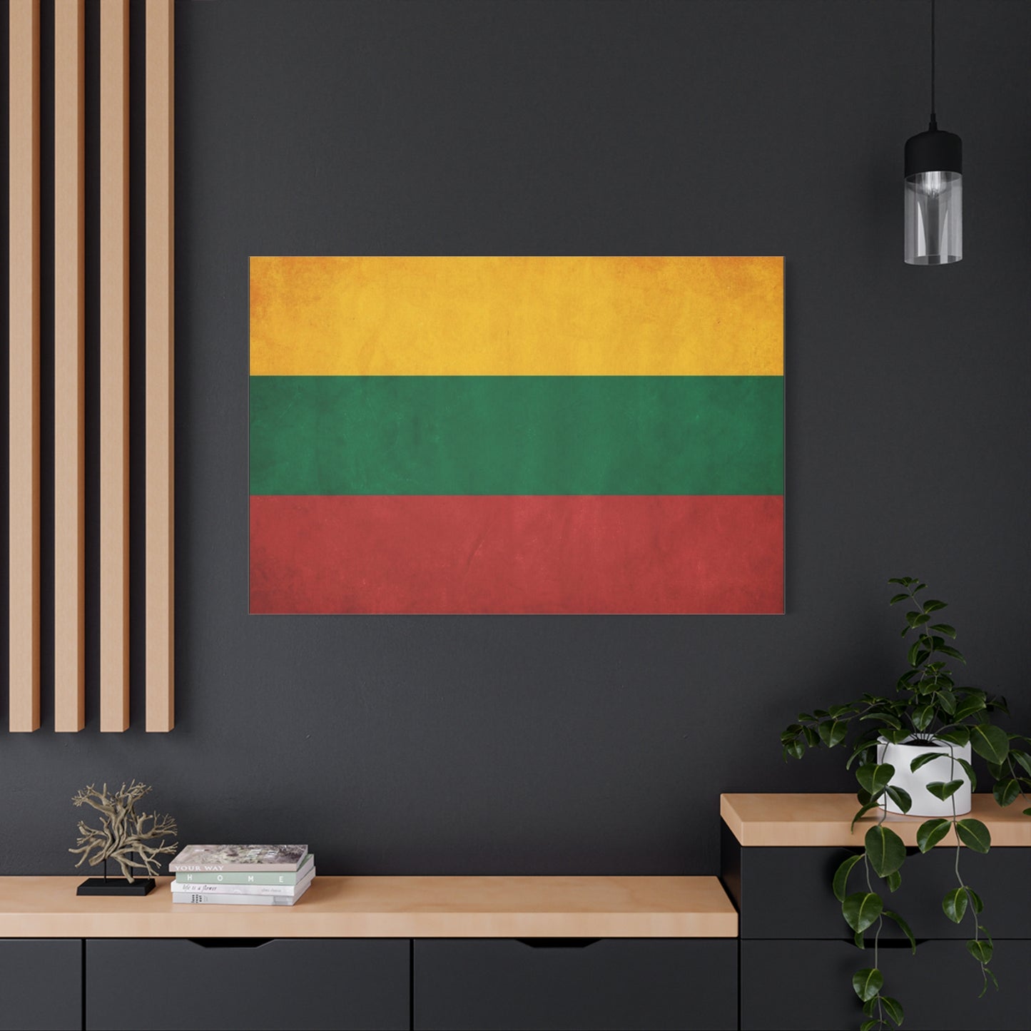 Lithuania Flag Canvas Wall Art - Vintage Tricolor National Print, Textured Cotton Decor - Traditional Patriotic Style - Living Room Wall Decor, Bedroom Home Decoration - Bedroom Home Decoration