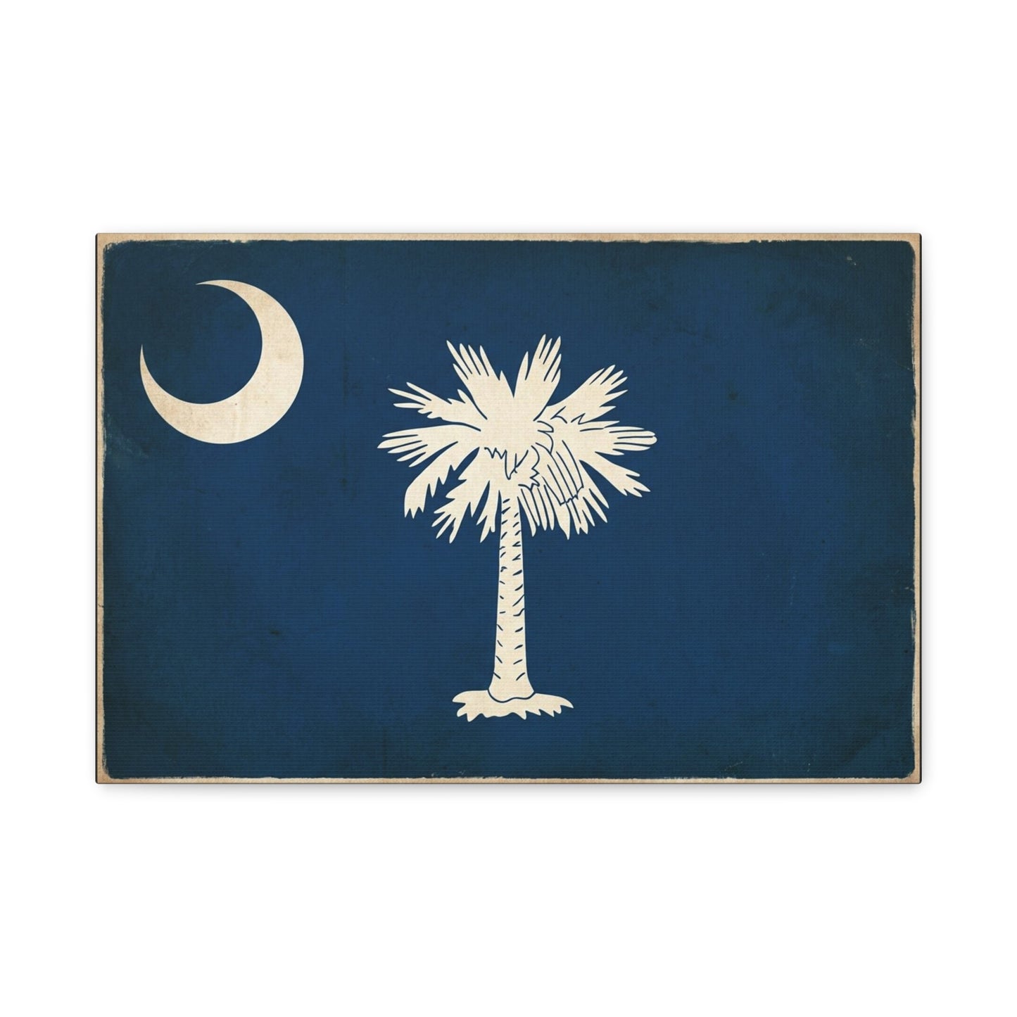 South Carolina Flag Canvas Wall Art - Crescent Moon Palmetto Tree Print, Vintage Navy State Decor - Rustic Patriotic Style - Living Room Wall Decor, Office Home Decoration - Bedroom Home Decoration