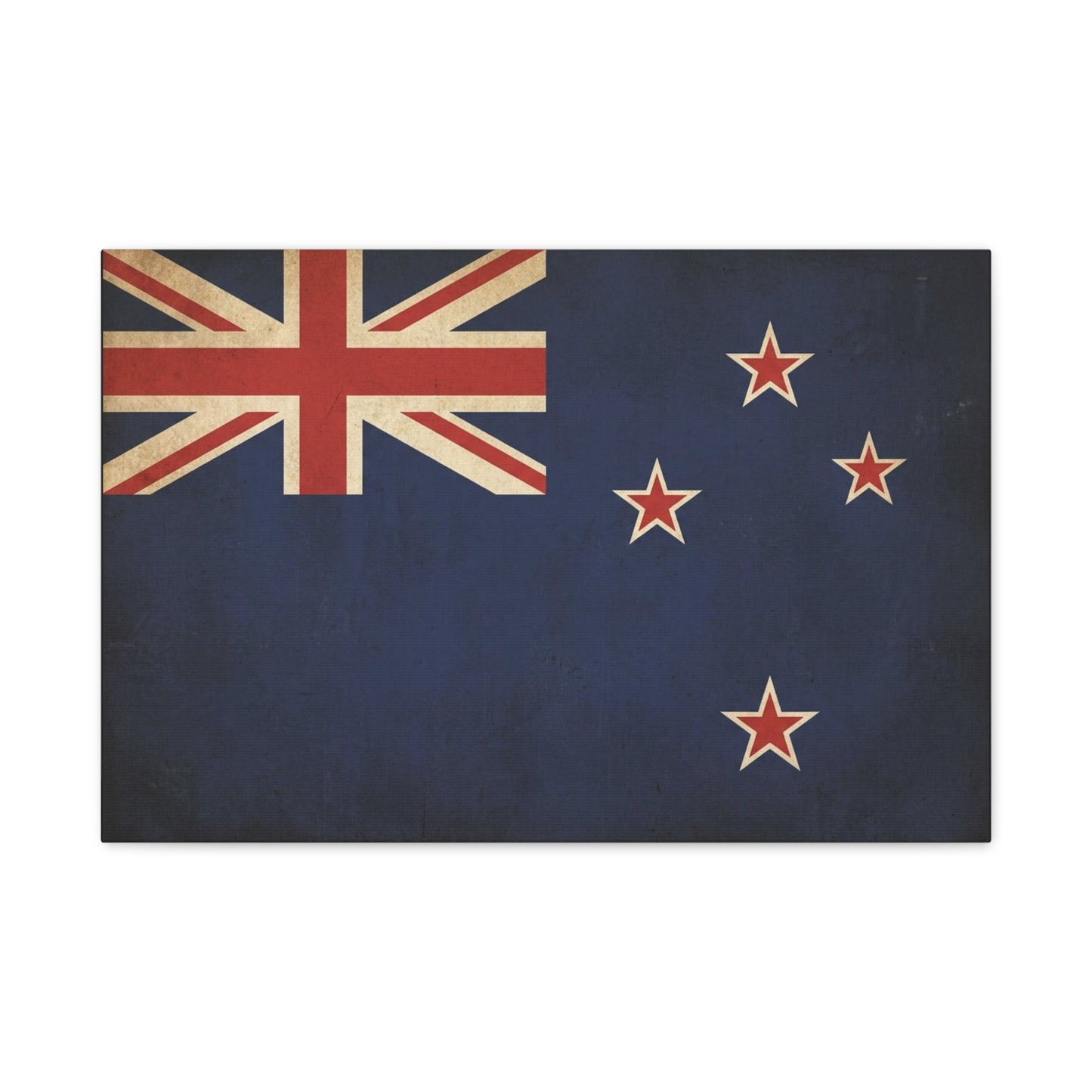 New Zealand Flag Canvas Wall Art - Vintage Kiwi National Banner Print, Distressed Navy Red Cream Design - Traditional Patriotic Style - Living Room Wall Decor Bedroom Home Decoration - Ready to Hang