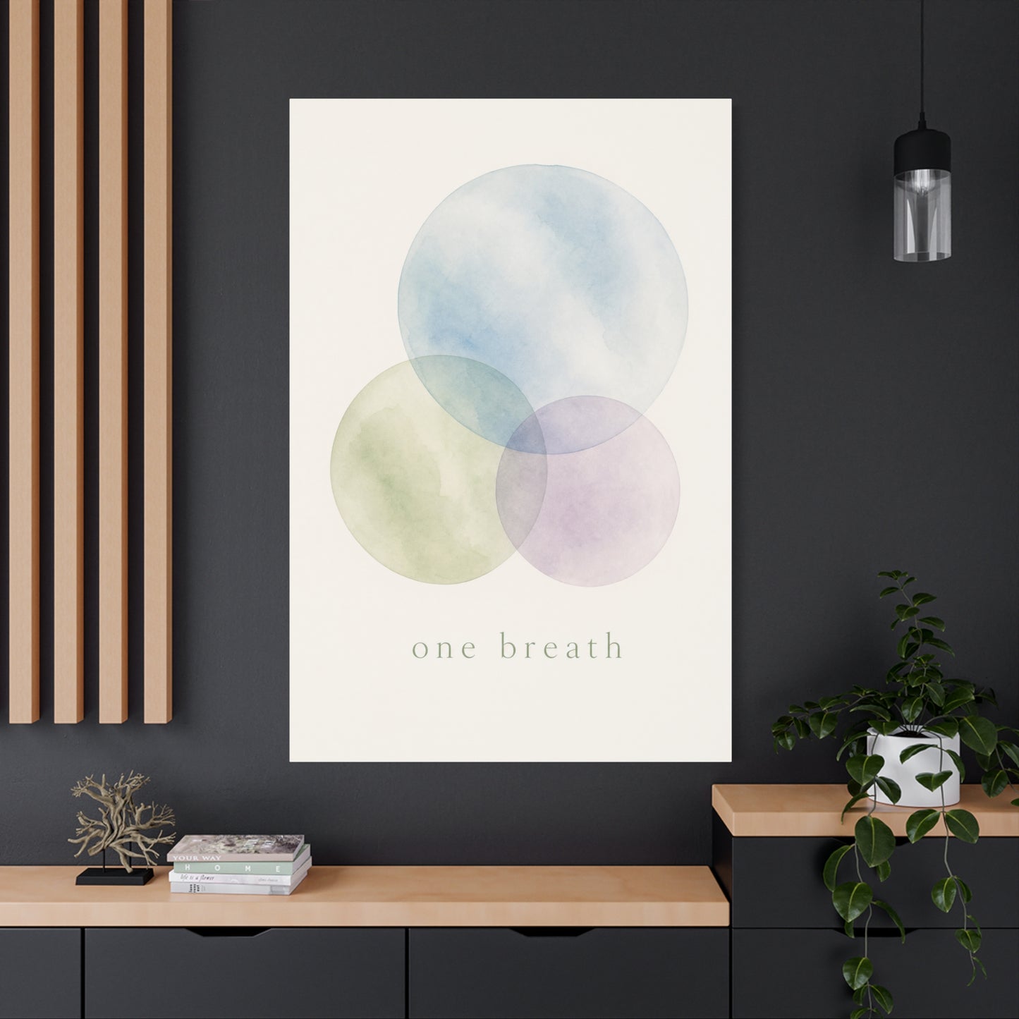 "One Breath" Abstract Canvas Wall Art - Pastel Watercolor Circles, Minimalist Geometric Print - Calming Modern Decor, Bedroom Meditation Space, Living Room Home Decoration - Living Room Wall Decor