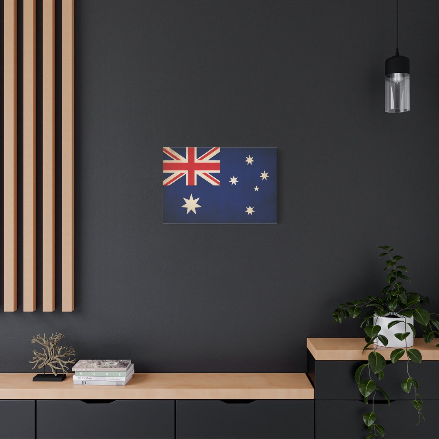 Australian Flag Canvas Wall Art - Vintage Nation Pride Decor, Blue Southern Cross Print, Patriotic Typography Style, Living Room Wall Decor - Bedroom Home Decoration - Bedroom Home Decoration