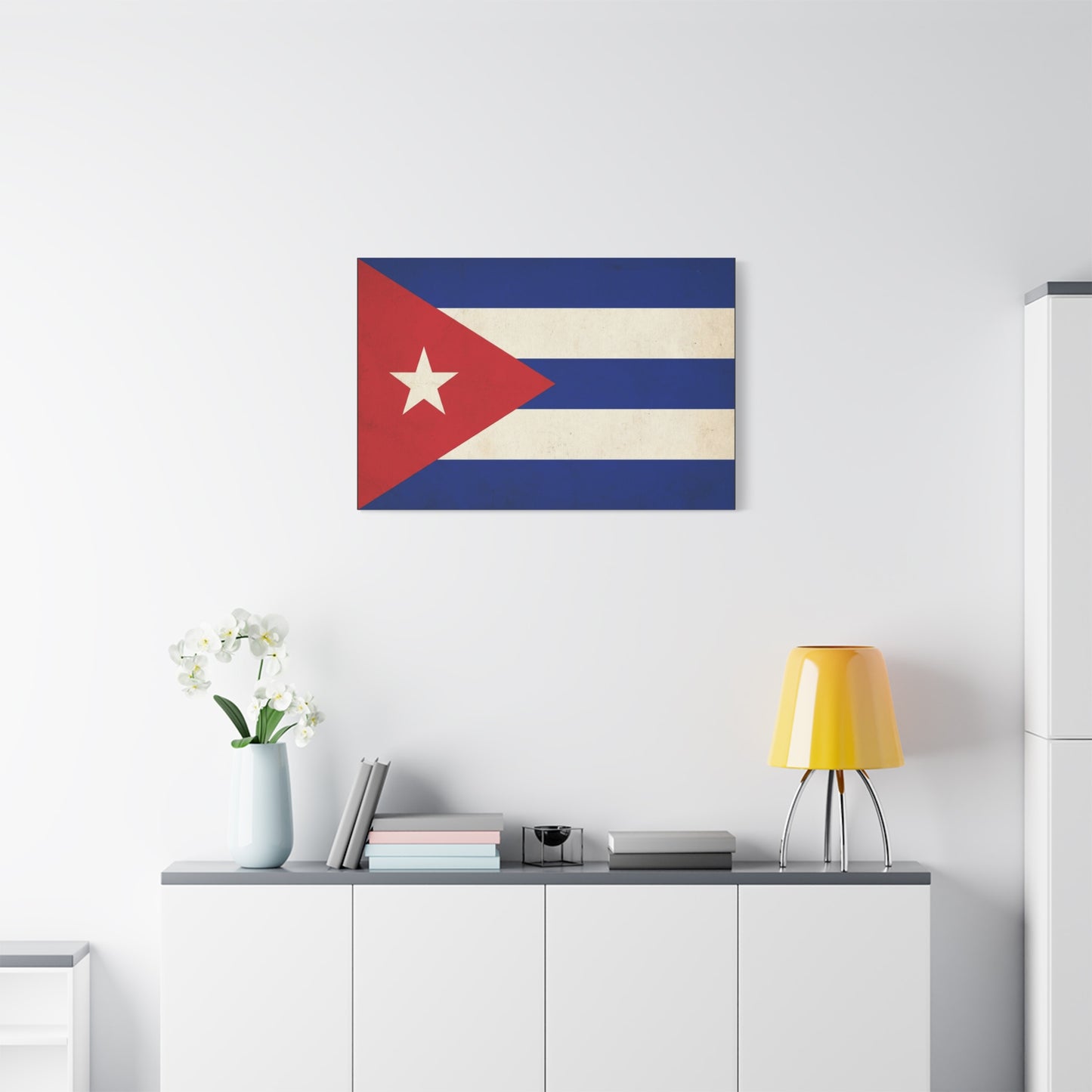 Cuban Flag Canvas Wall Art - Vintage Cuba Flag Print, Patriotic Heritage Decor - Distressed Cotton Canvas - Traditional Style For Living Room, Office Wall Decor - Bedroom Home Decoration