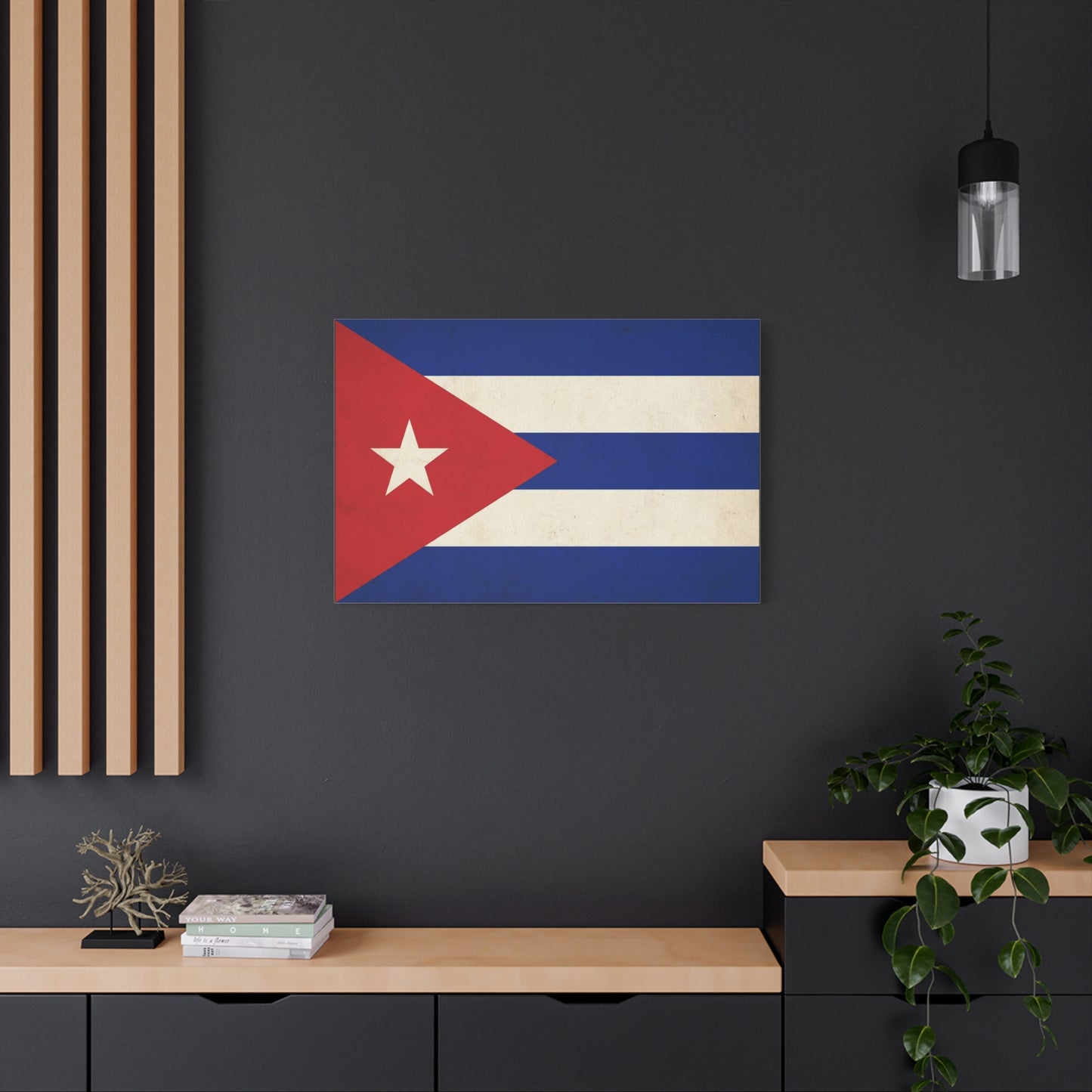 Cuban Flag Canvas Wall Art - Vintage Cuba Flag Print, Patriotic Heritage Decor - Distressed Cotton Canvas - Traditional Style For Living Room, Office Wall Decor - Bedroom Home Decoration