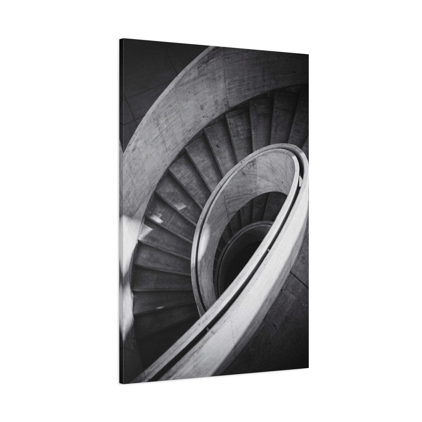 Black And White Spiral Staircase Canvas Wall Art - Architectural Art Print, Minimalist Modern Decor - Matte Cotton Canvas - Living Room Wall Decor, Home Office Accent - Bedroom Home Decoration