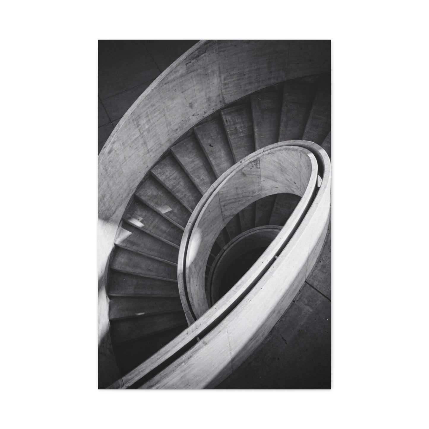 Black And White Spiral Staircase Canvas Wall Art - Architectural Art Print, Minimalist Modern Decor - Matte Cotton Canvas - Living Room Wall Decor, Home Office Accent - Bedroom Home Decoration