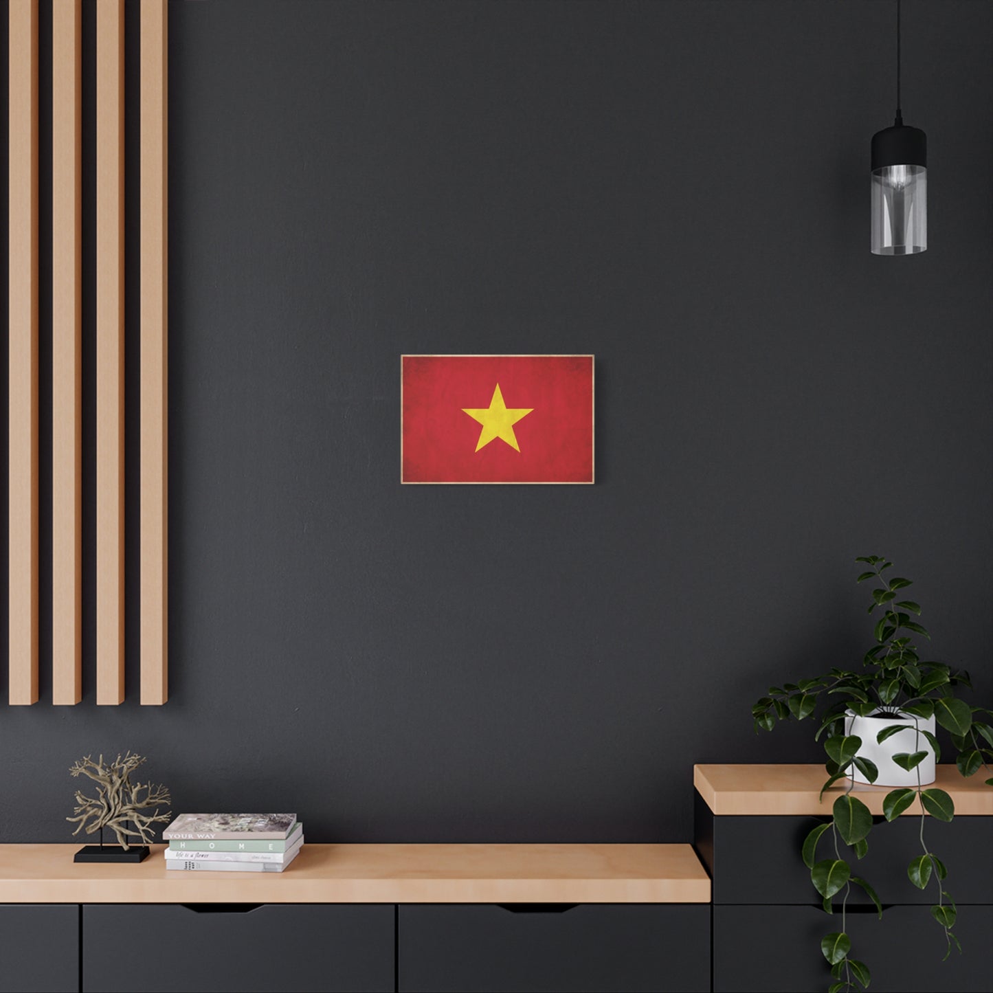 Vietnam Flag Canvas Wall Art - Red Field With Yellow Star Country Pride Decor - Vintage Style Cotton Print - Living Room Wall Decor, Bedroom Home Decoration, Office Art - Bedroom Home Decoration