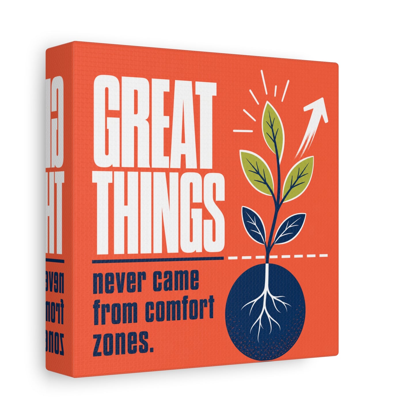 "Great Things Never Came From Comfort Zones" Typography Canvas Wall Art - Motivational Quote Print, Modern Orange Blue Office Decor, Bedroom Home Decoration - Office Wall Art - Bedroom Home Decoration
