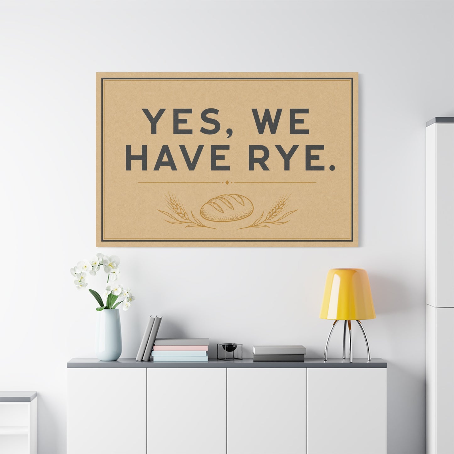 "Yes, We Have Rye." Typography Canvas Wall Art - Vintage Bread Bakery Sign Decor - Rustic Farmhouse Style - Ready to Hang - Deli Wall Decor - Sandwich Shop Sign - Statement Piece for Art Lovers