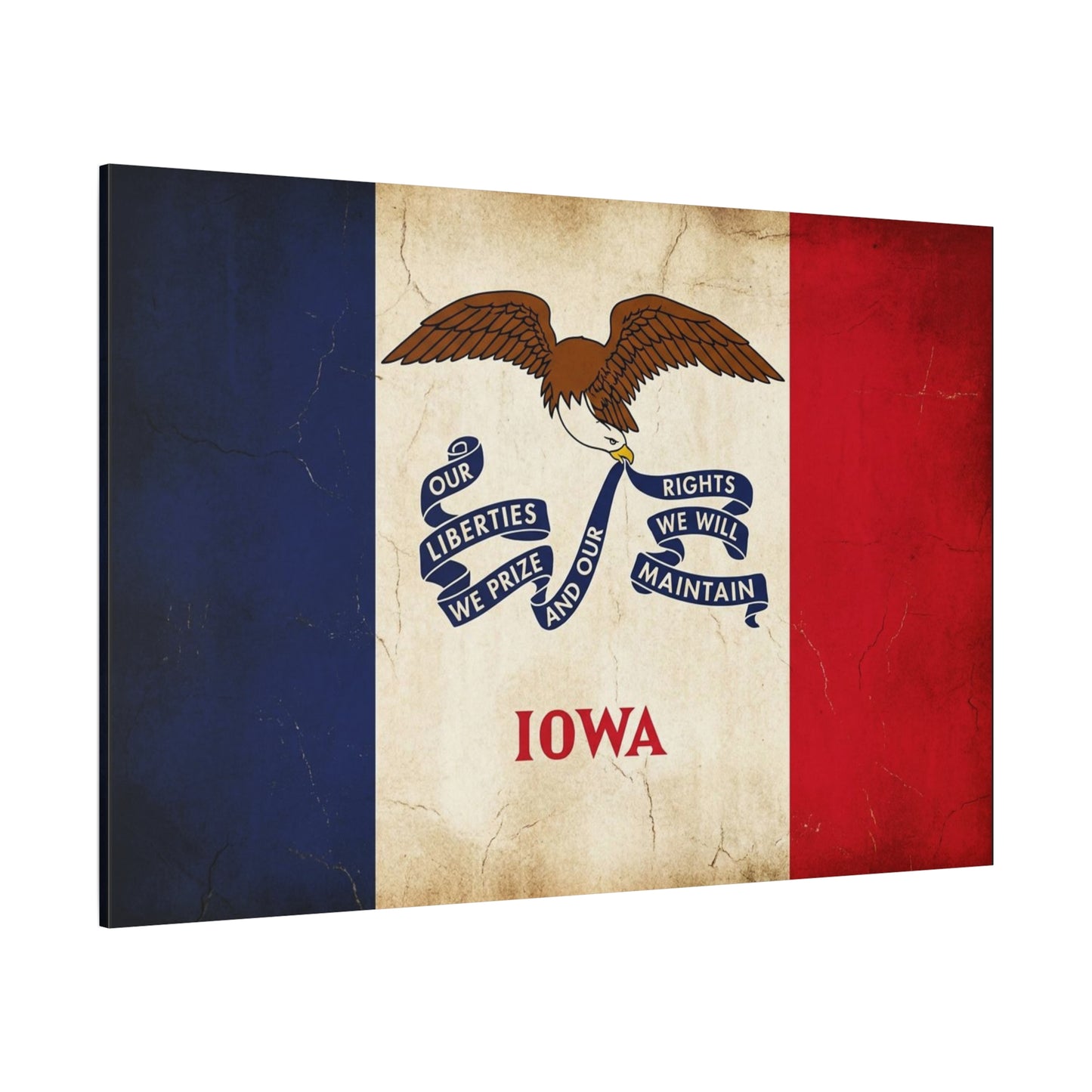 Iowa State Flag Canvas Wall Art - "Our Liberties We Prize And Our Rights We Will Maintain" Eagle Print - Vintage Patriotic Decor - Living Room Wall Decor, Office Art - Bedroom Home Decoration